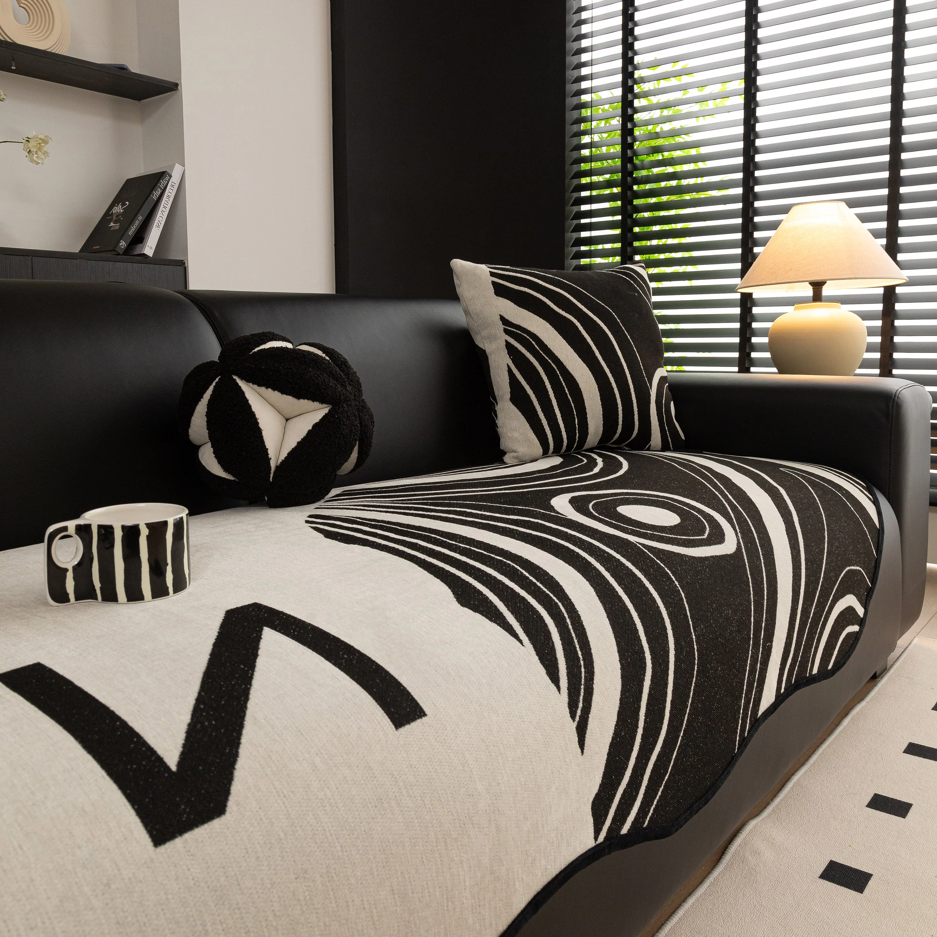 Abstract Art Sofa Cover with Wave Edge, Non Slip Couch Cover for Stylish Homes - Image 46
