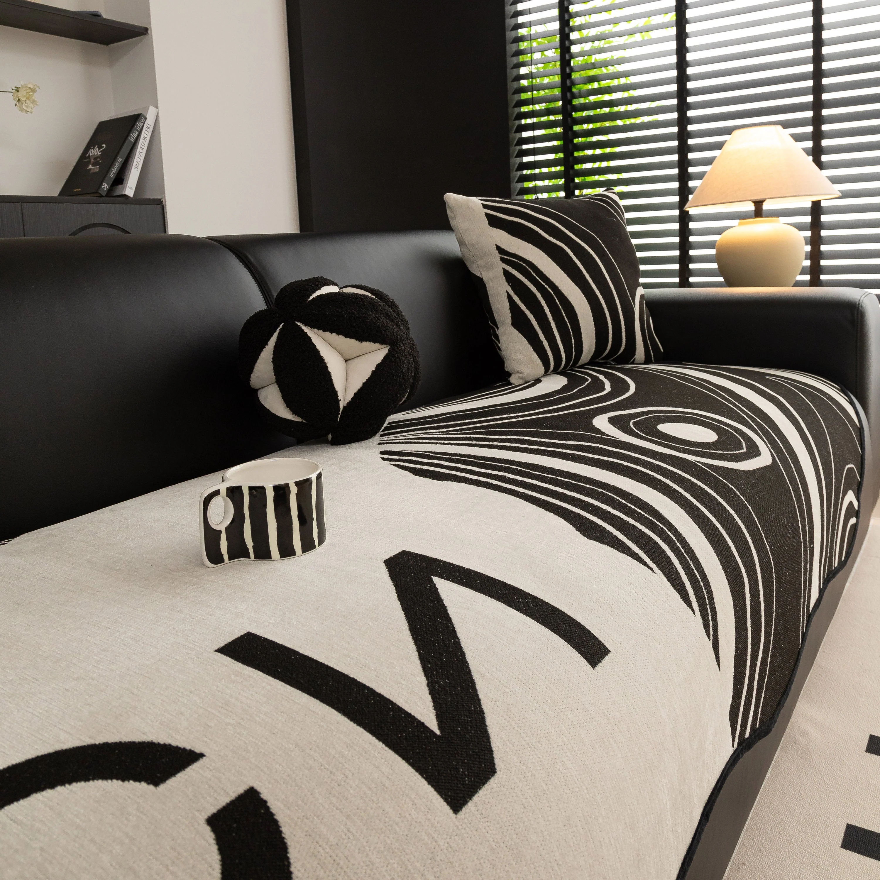 Abstract Art Sofa Cover with Wave Edge, Non Slip Couch Cover for Stylish Homes - Image 48