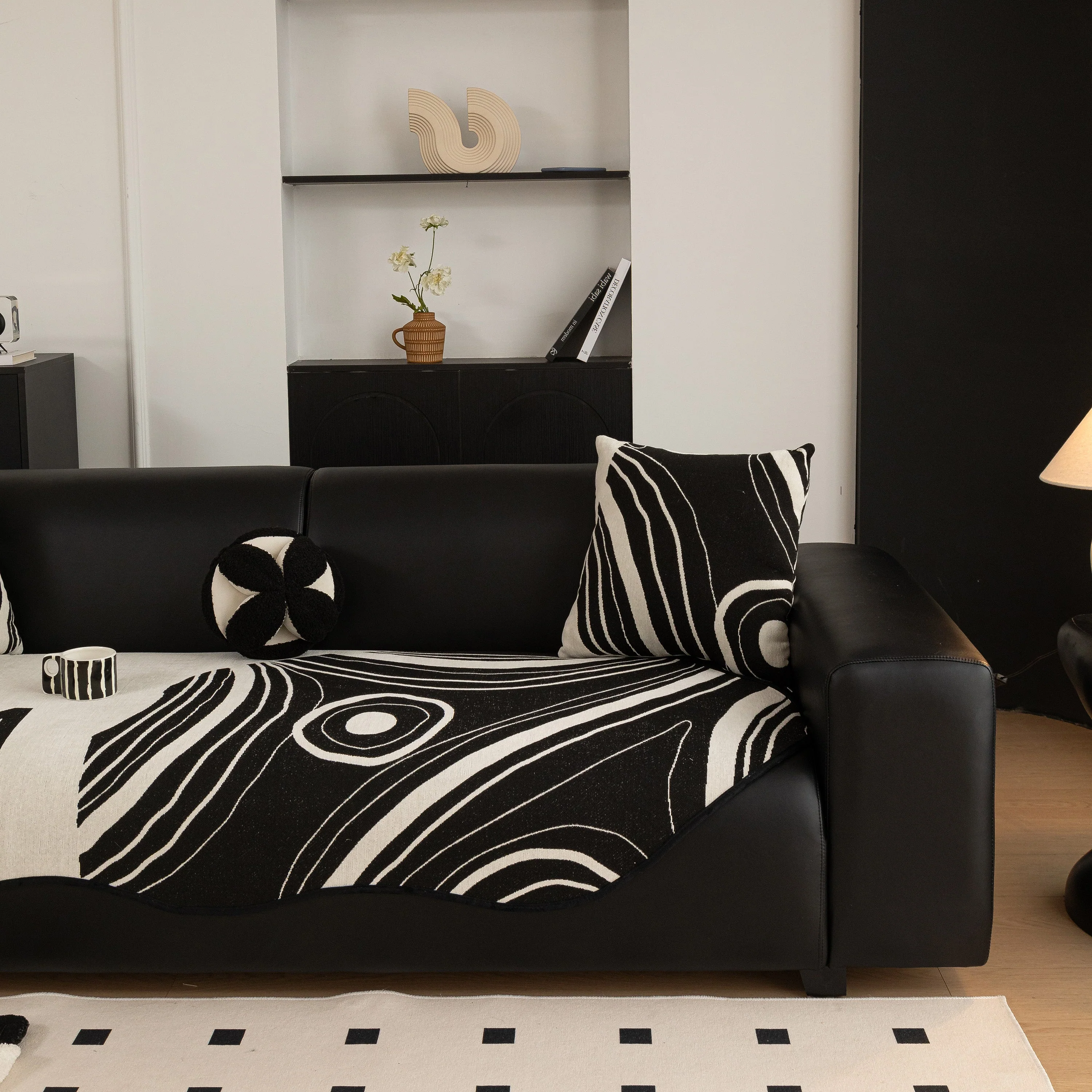 Abstract Art Sofa Cover with Wave Edge, Non Slip Couch Cover for Stylish Homes - Image 52