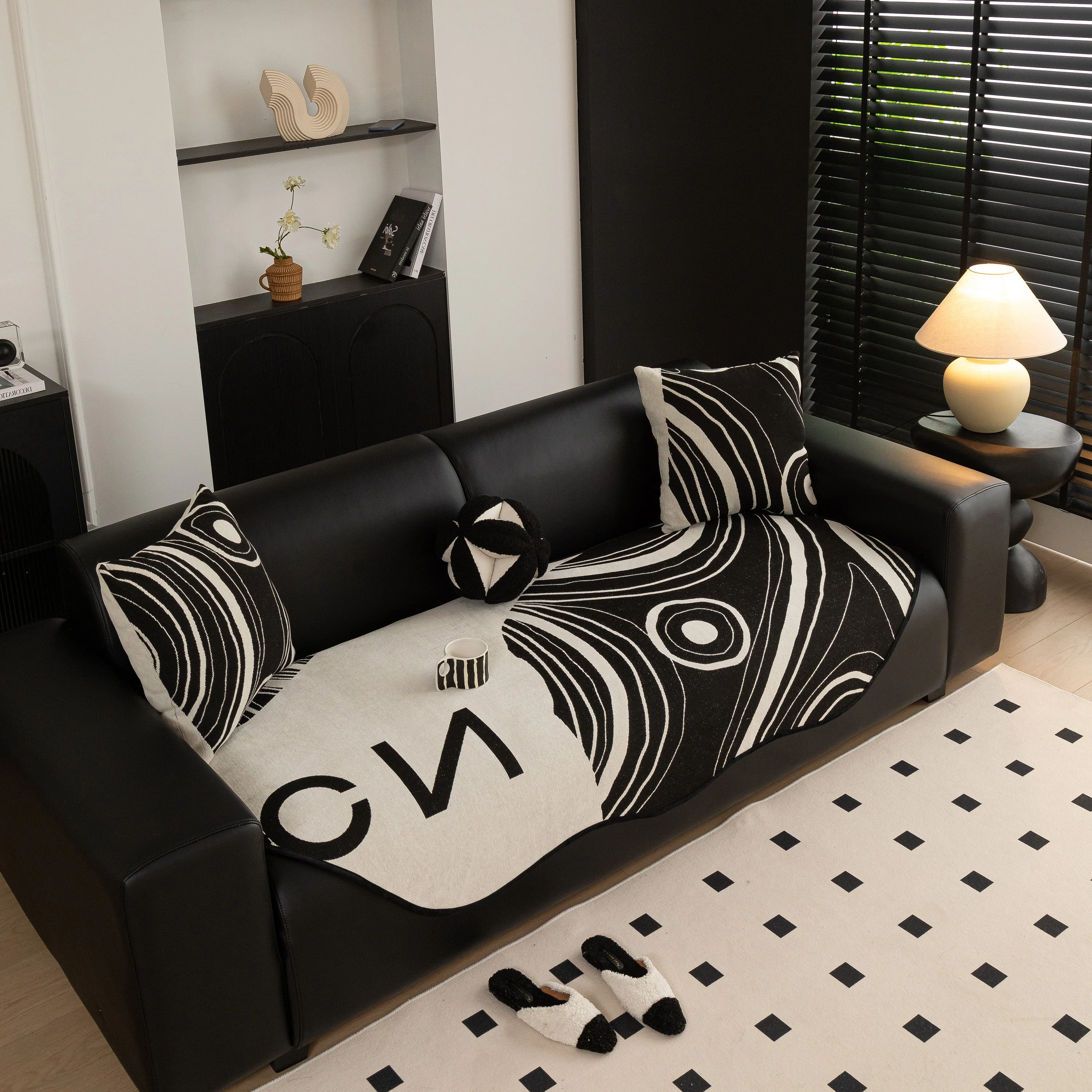 Abstract Art Sofa Cover with Wave Edge, Non Slip Couch Cover for Stylish Homes - Image 54