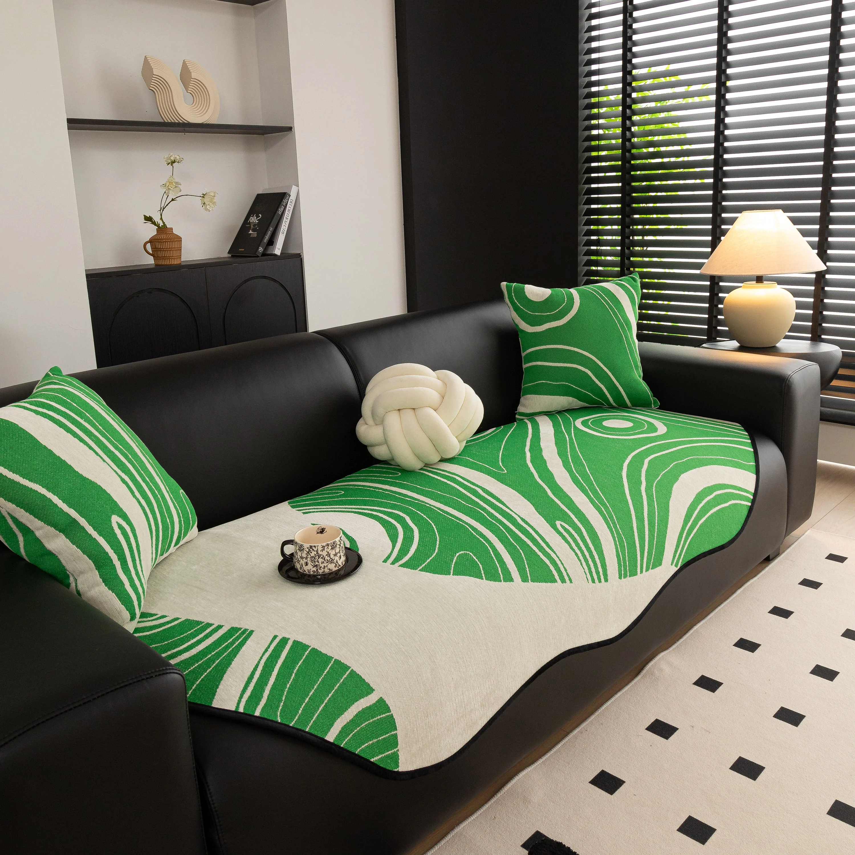 Abstract Art Sofa Cover with Wave Edge, Non Slip Couch Cover for Stylish Homes - Image 9