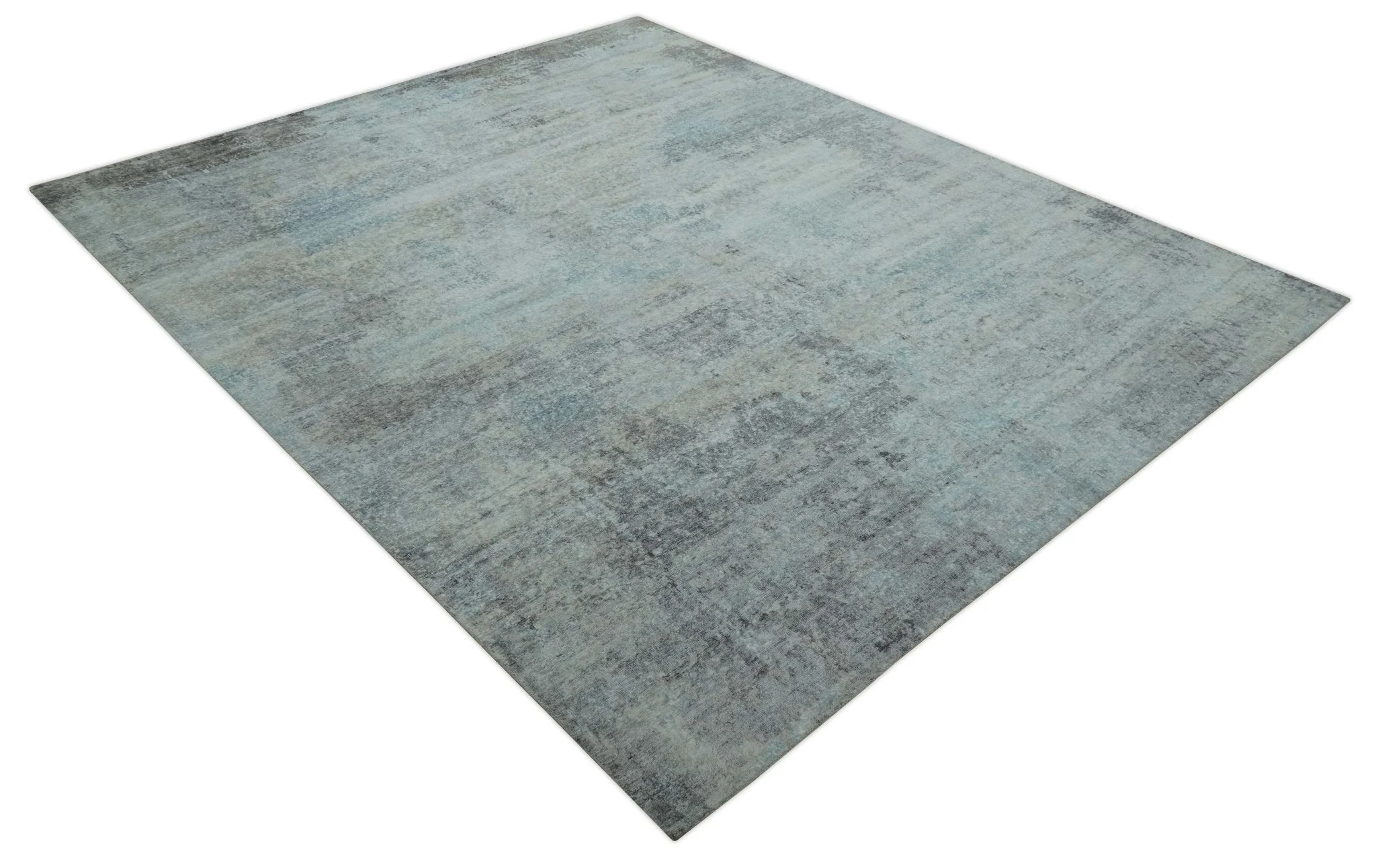 Abstract Blue And Gray  8x10 Hand Knotted Bamboo Silk Area Rug - Image 11