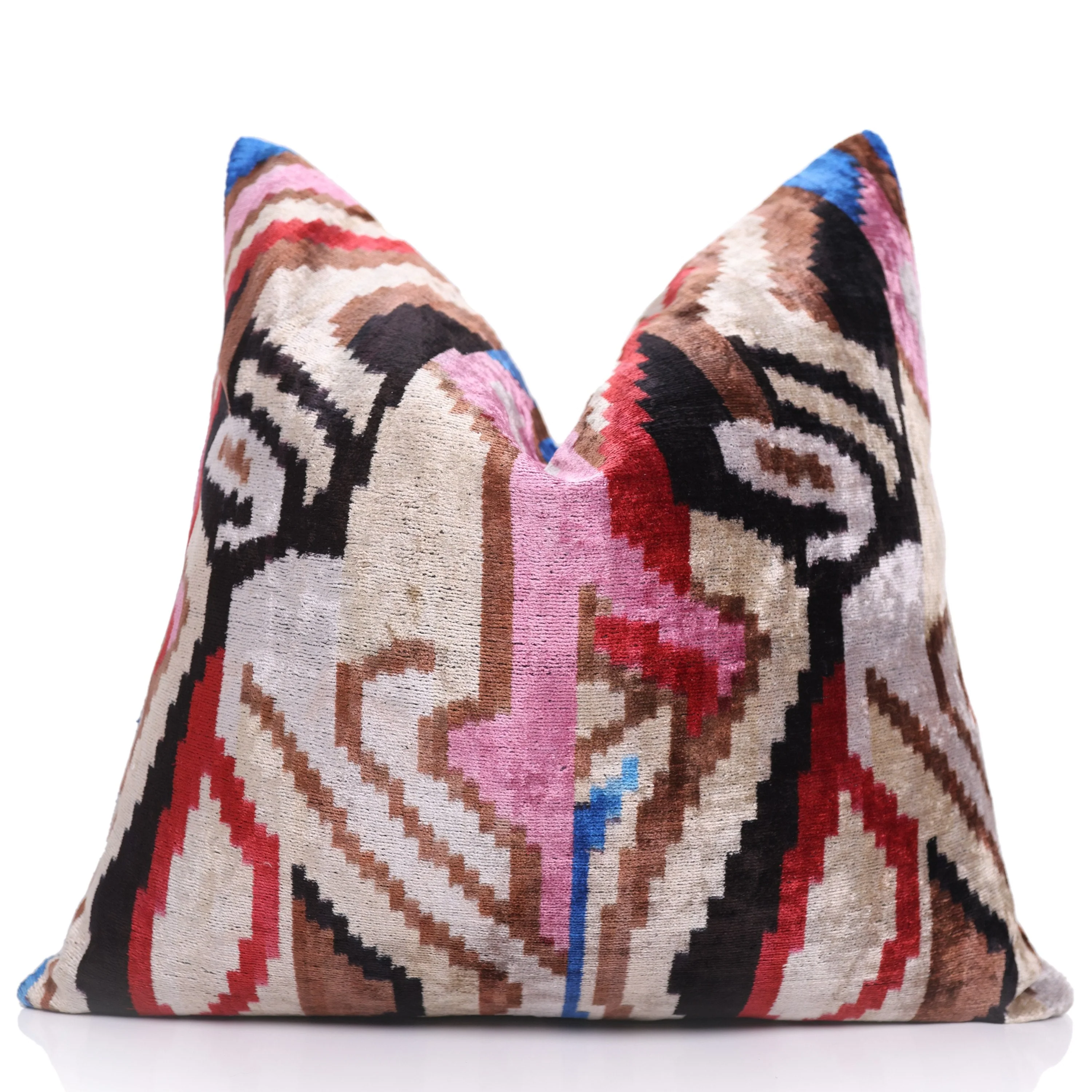 Abstract Multicolor Silk Velvet Pillow – 20x20 Handmade Art Deco Cushion - Image 5