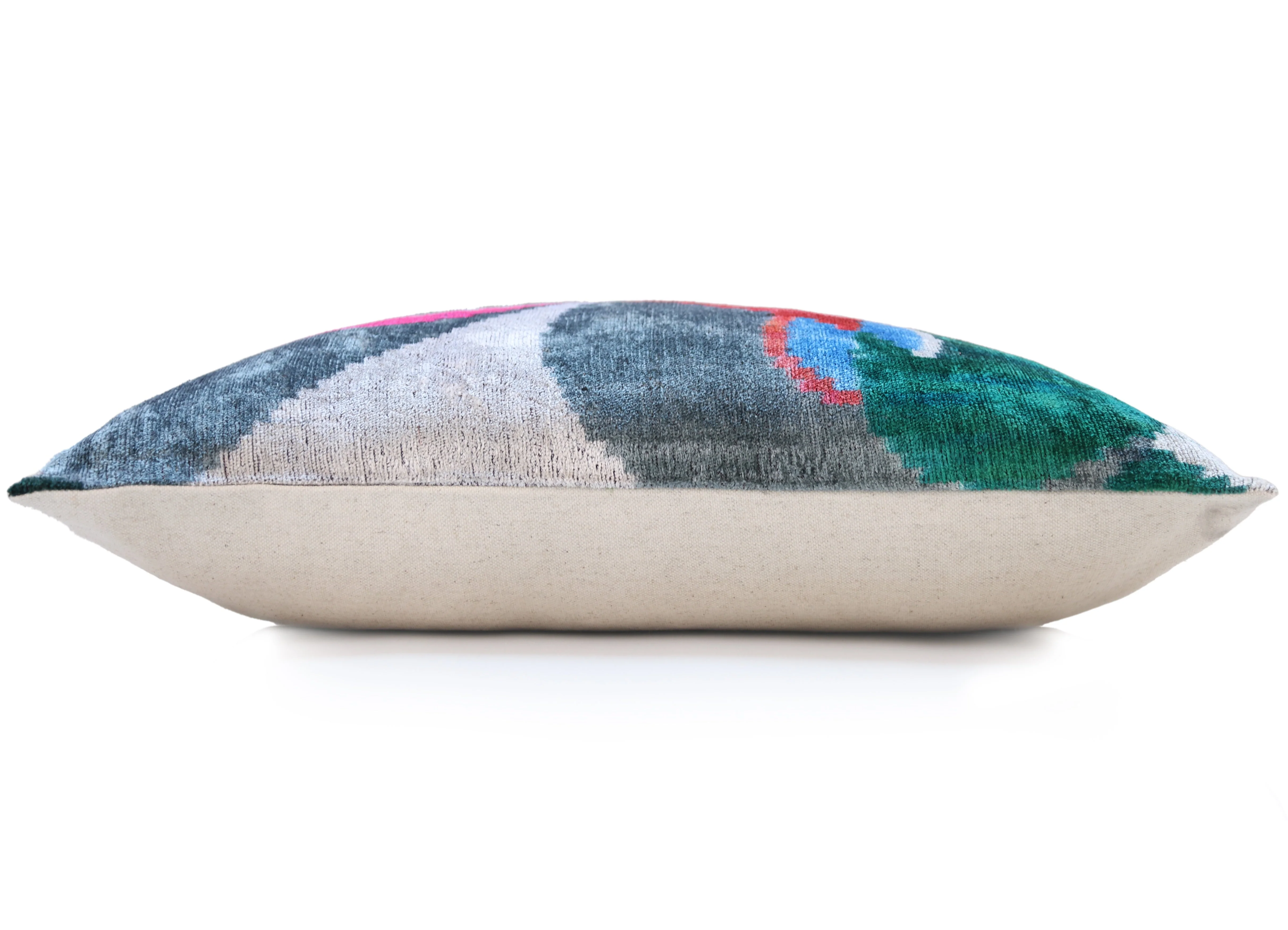 Abstract Multicolor Silk Velvet Pillow – Handmade 16x24 Inch - Image 3