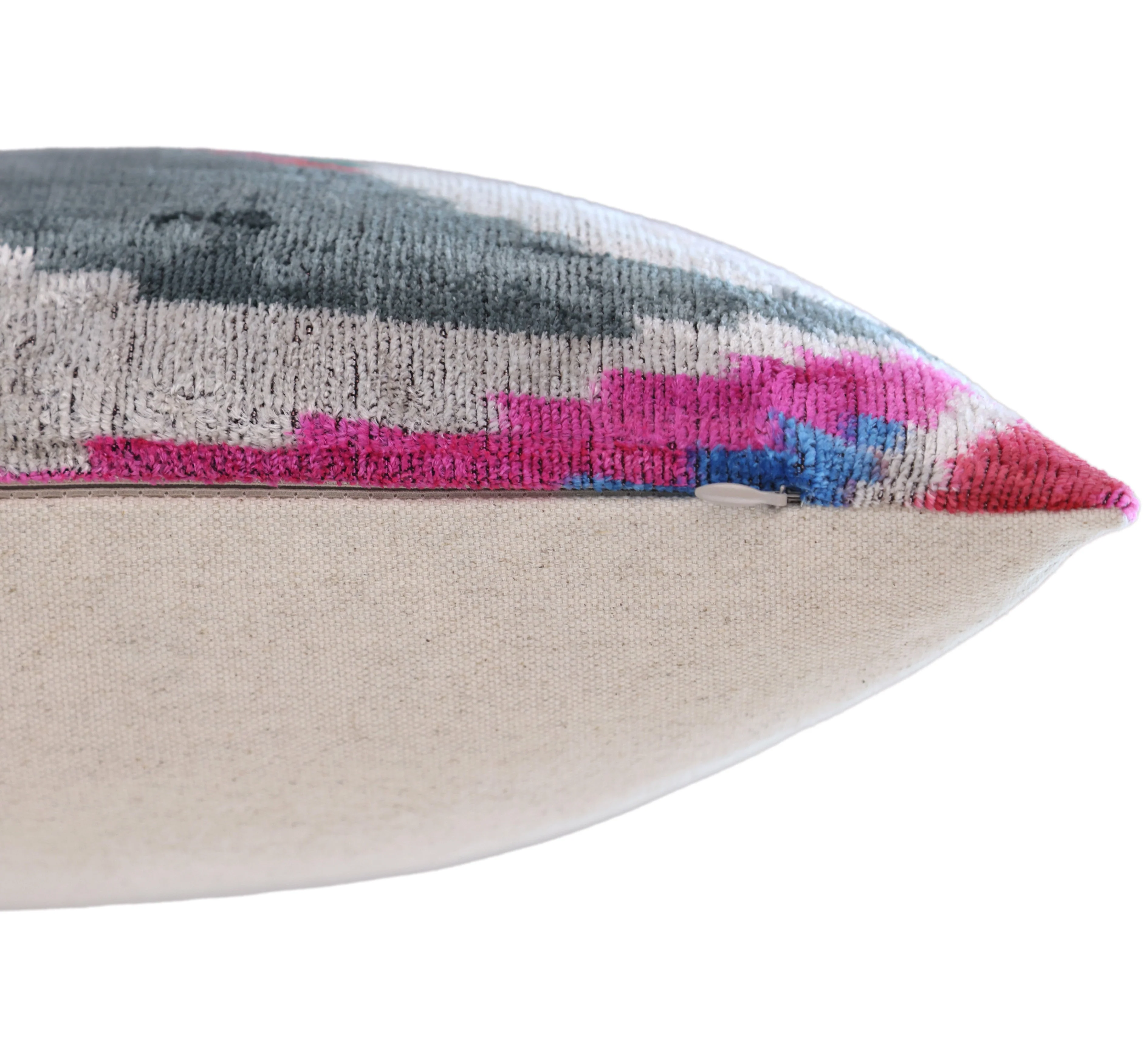 Abstract Multicolor Silk Velvet Pillow – Handmade 16x24 Inch - Image 6