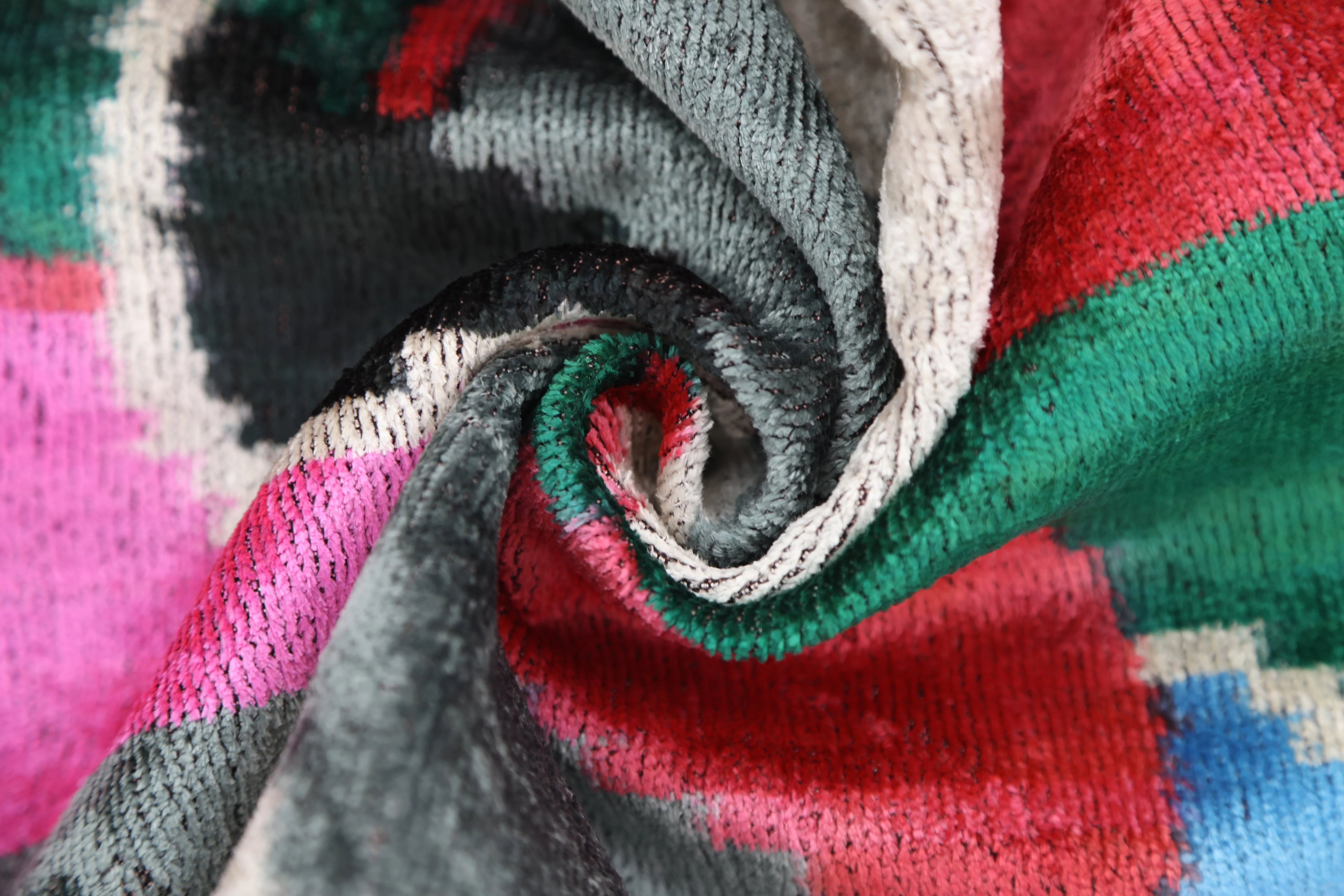 Abstract Multicolor Silk Velvet Pillow – Handmade 16x24 Inch - Image 7
