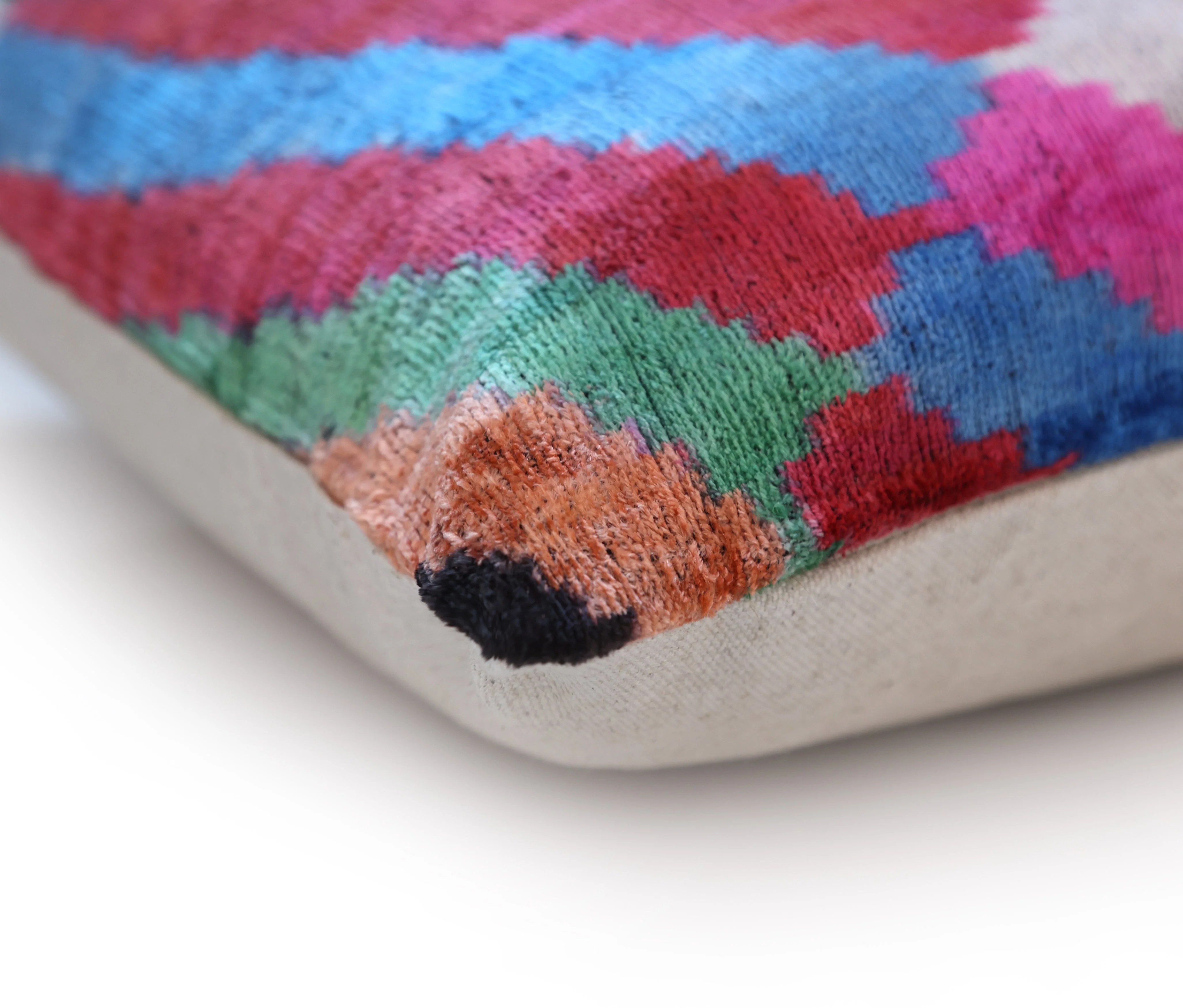Abstract Multicolor Silk Velvet Pillow – Handmade 16x24 Inch - Image 8