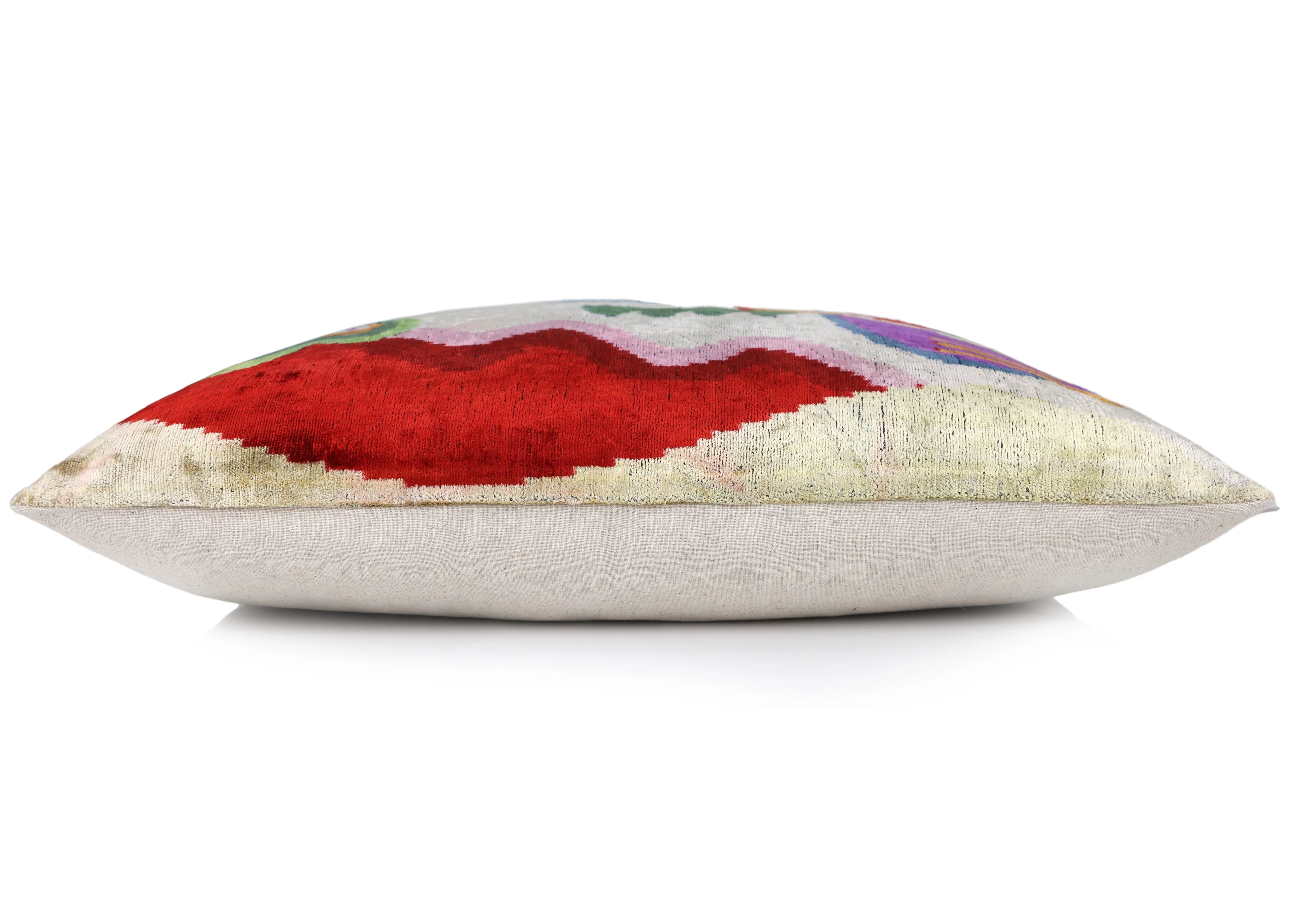 Abstract Velvet Pillow 16x24 – Multicolor Ikat, Handcrafted Luxury - Image 3