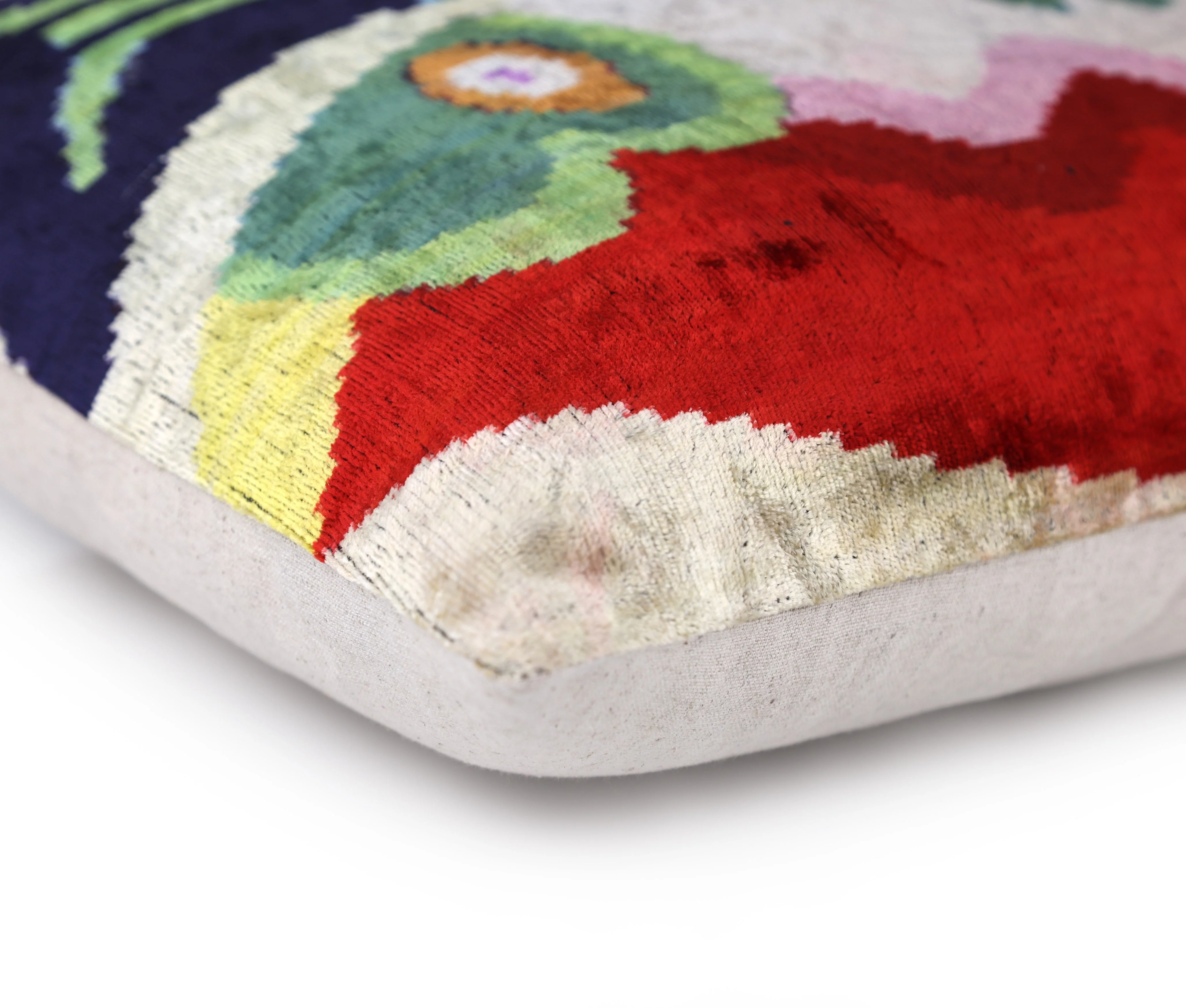 Abstract Velvet Pillow 16x24 – Multicolor Ikat, Handcrafted Luxury - Image 8