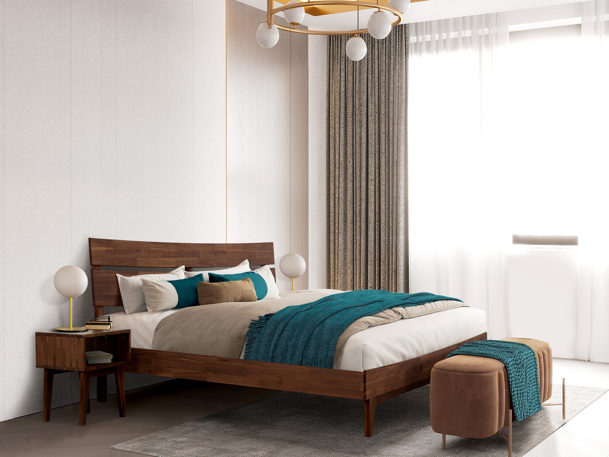 Acacia Aurora Bed Frame & Nightstand Set for Stylish Bedrooms - Image 16