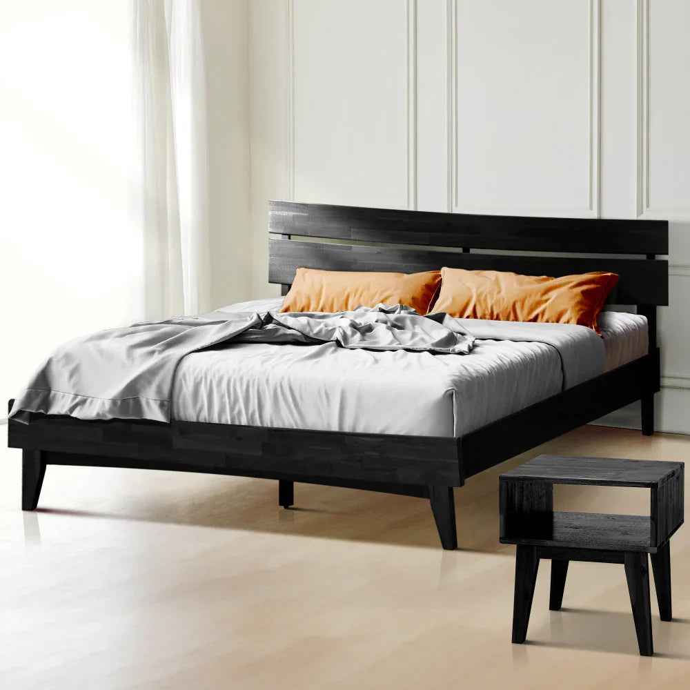 Acacia Aurora Bed Frame & Nightstand Set for Stylish Bedrooms - Image 2