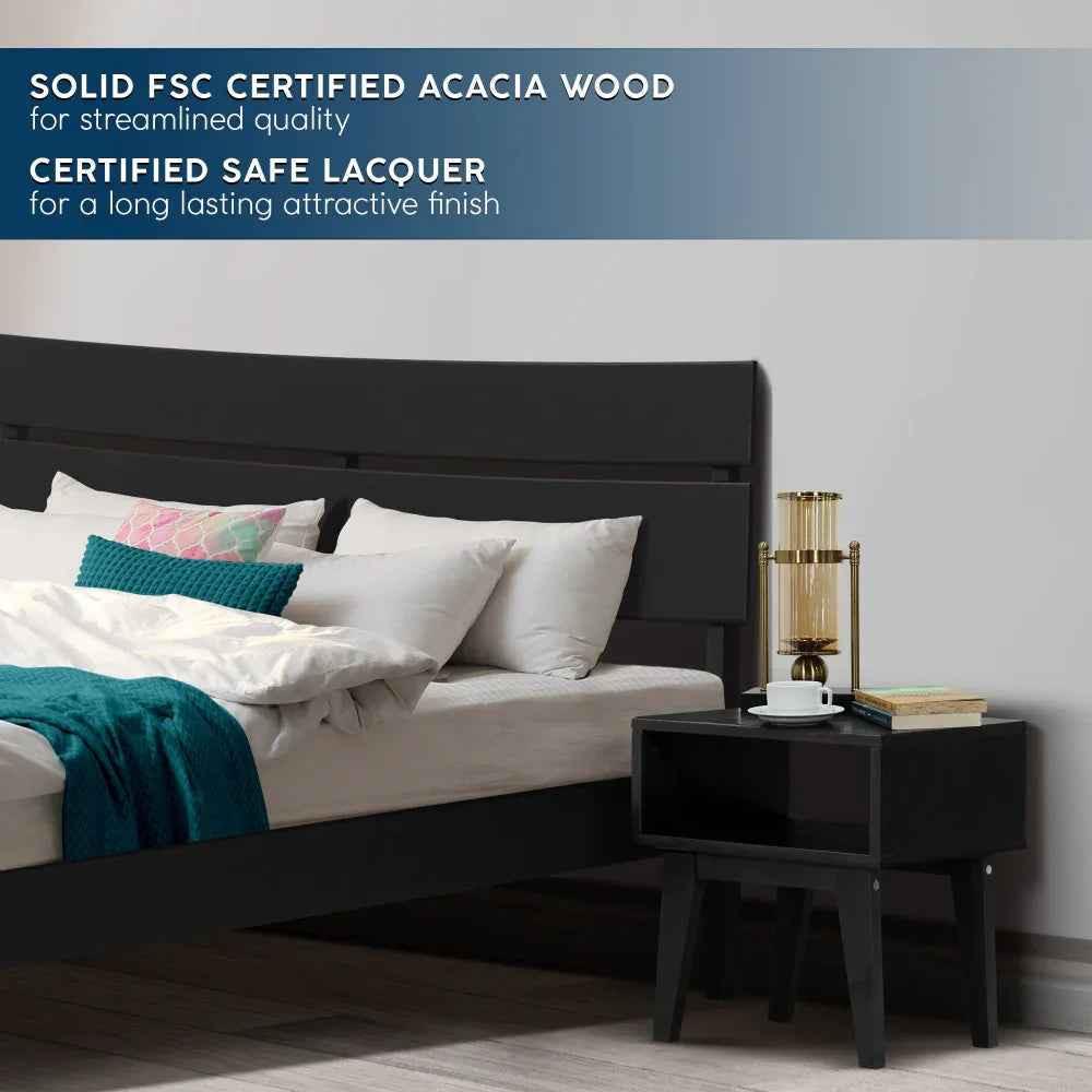Acacia Aurora Bed Frame & Nightstand Set for Stylish Bedrooms - Image 5
