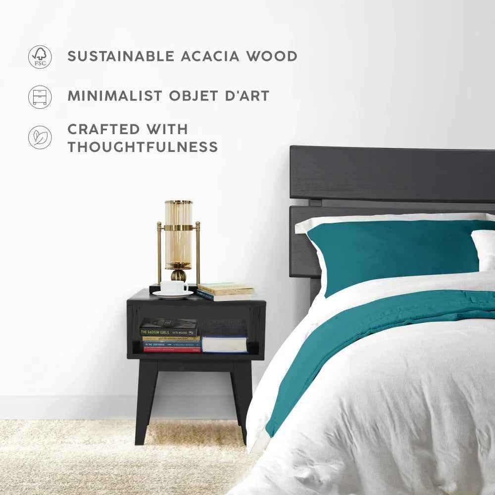 Acacia Aurora Bed Frame & Nightstand Set for Stylish Bedrooms - Image 8