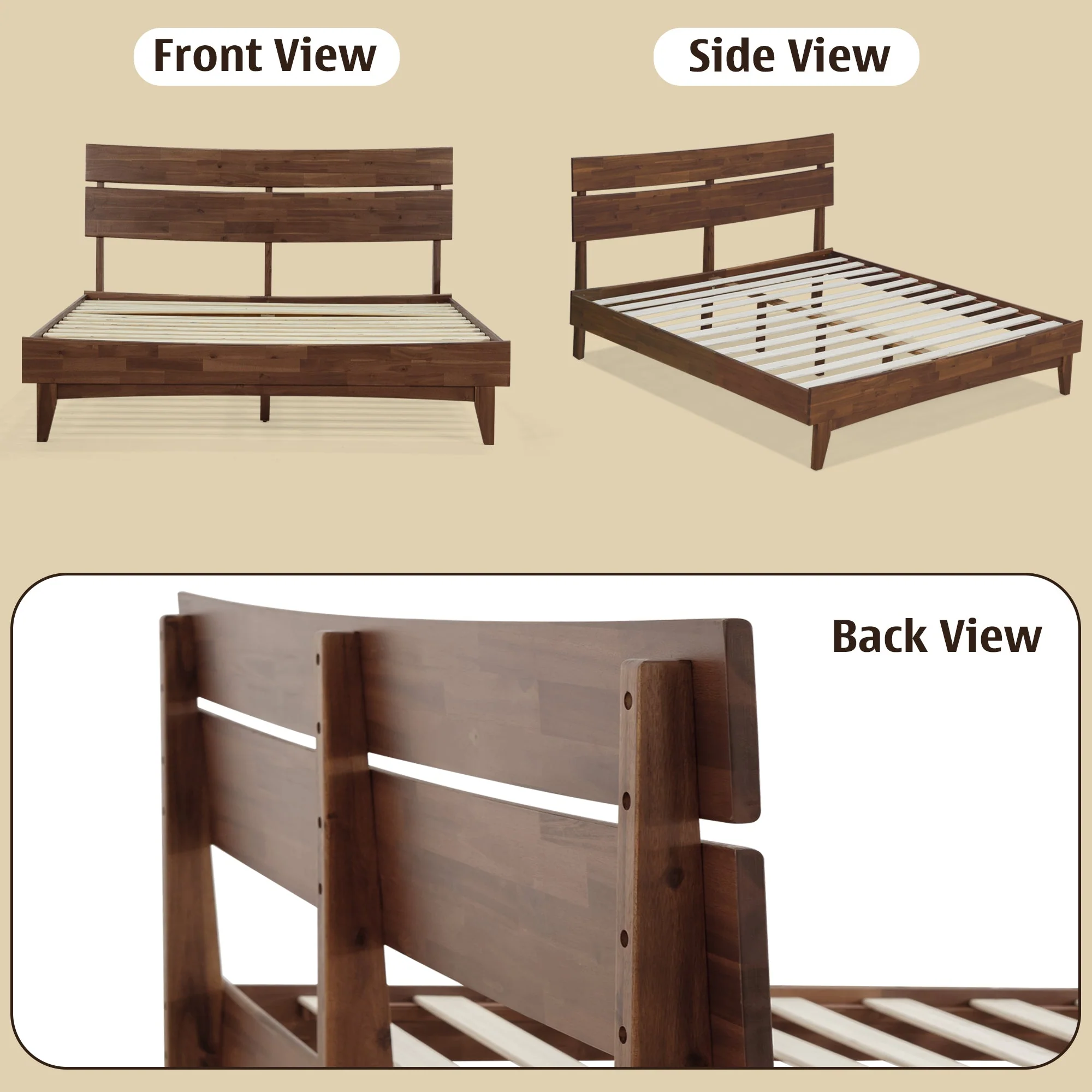 Acacia Aurora Deluxe Wood Platform Bed Frame for Ultimate Comfort and Style - Image 3