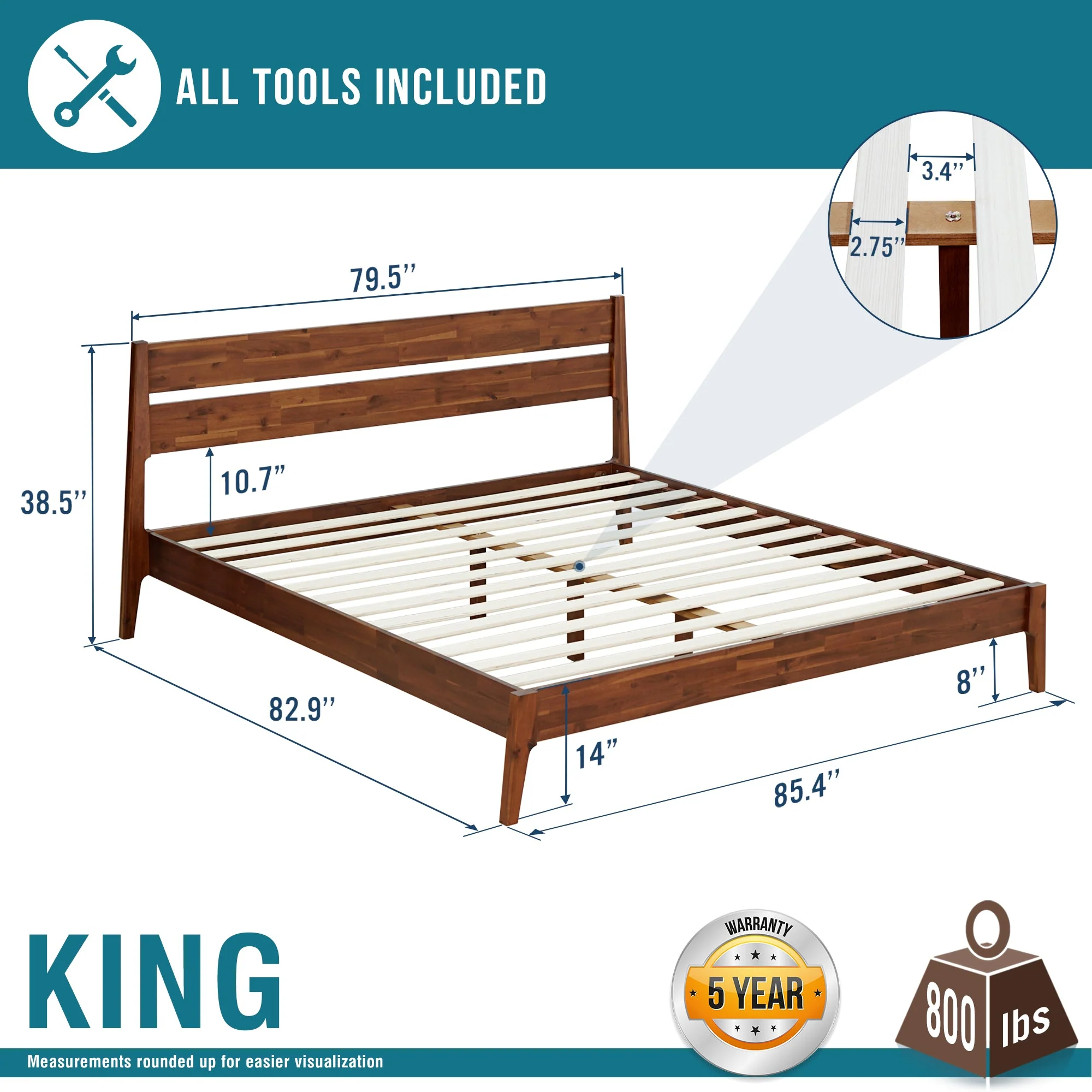 Acacia Callisto Deluxe Solid Wood Bed Frame for Superior Comfort and Style - Image 19