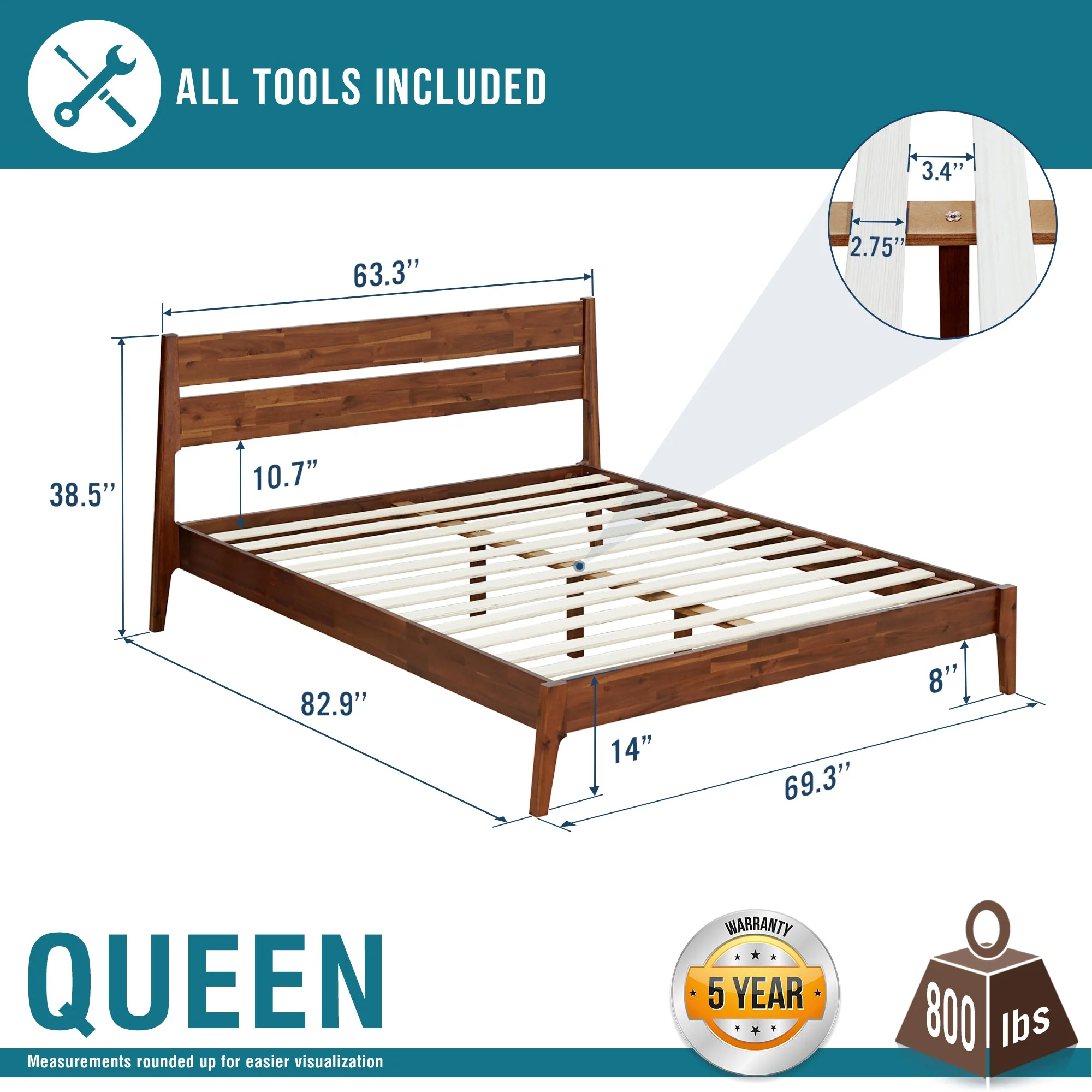 Acacia Callisto Deluxe Solid Wood Bed Frame for Superior Comfort and Style - Image 20