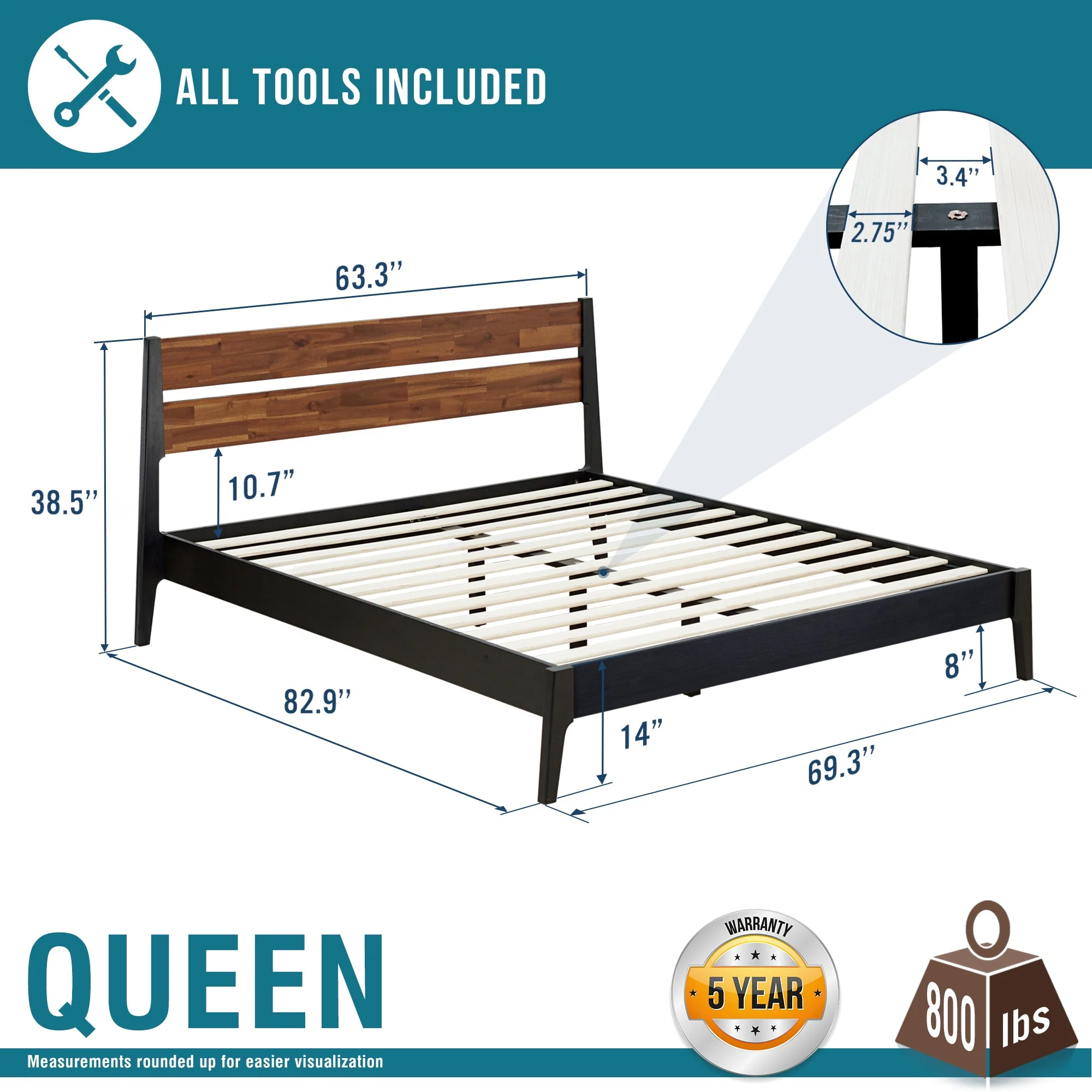 Acacia Callisto Deluxe Solid Wood Bed Frame for Superior Comfort and Style - Image 4