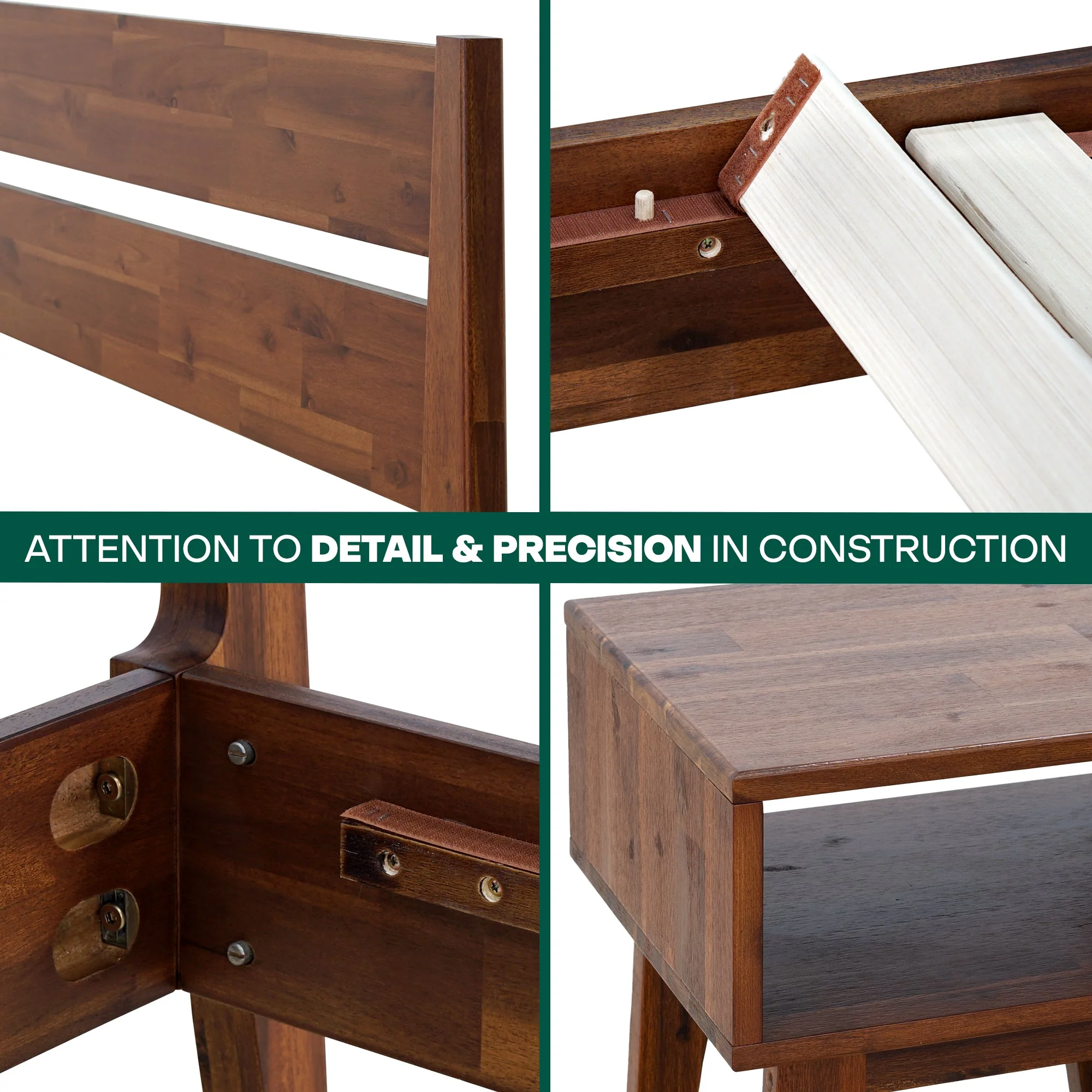 Acacia Callisto Solid Wood Bed Frame and Nightstand Set for a Stylish Bedroom - Image 13