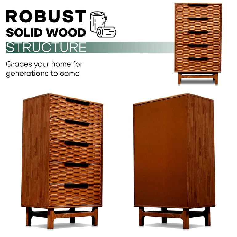 Acacia Elara Dresser with 5 Drawers for Stylish Storage Solutions - Image 24