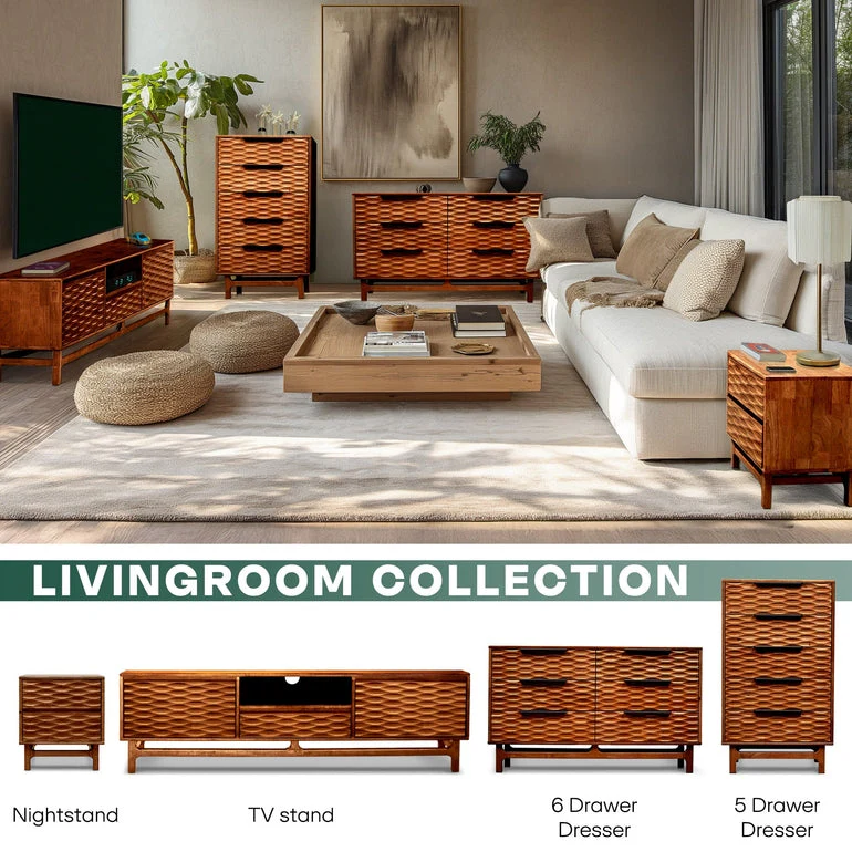 Acacia Elara Dresser with 5 Drawers for Stylish Storage Solutions - Image 27