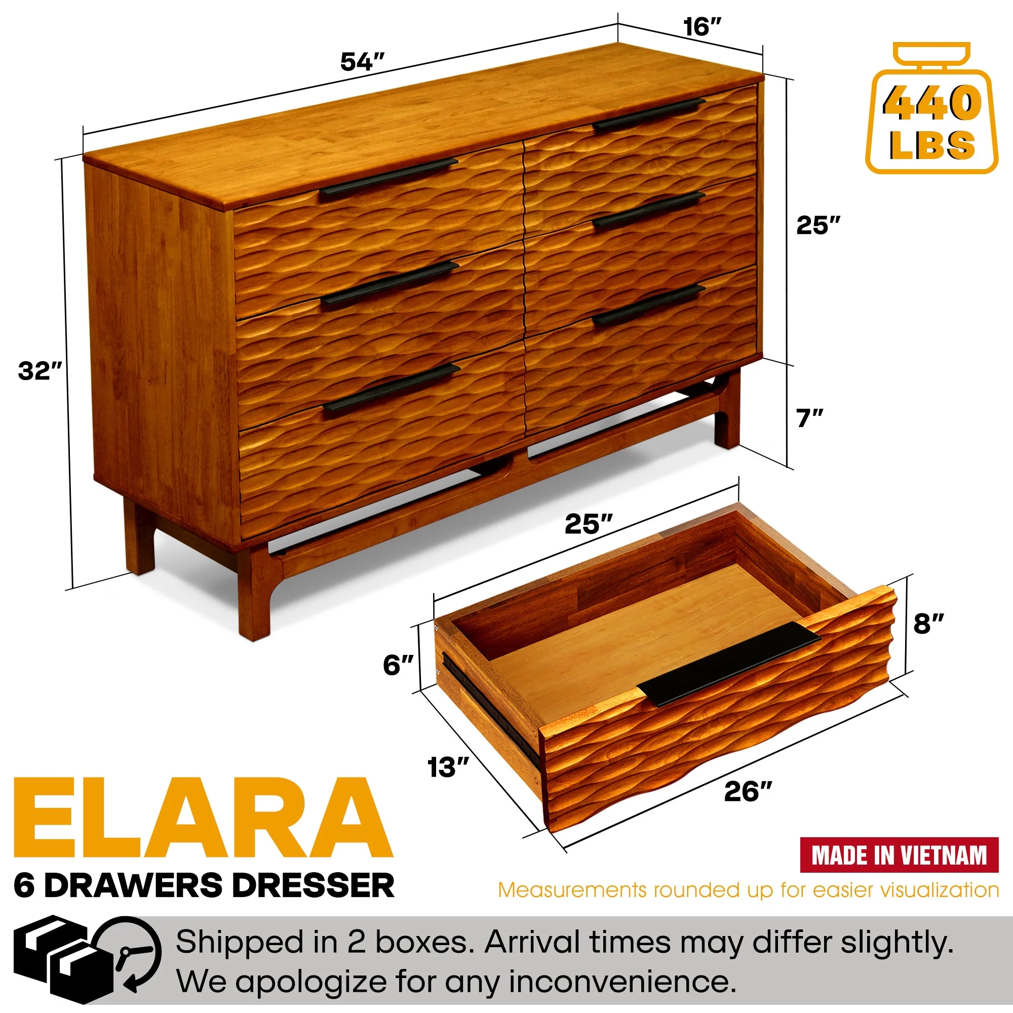 Acacia Elara Dresser with 6 Drawers for Stylish Storage Solutions - Image 20