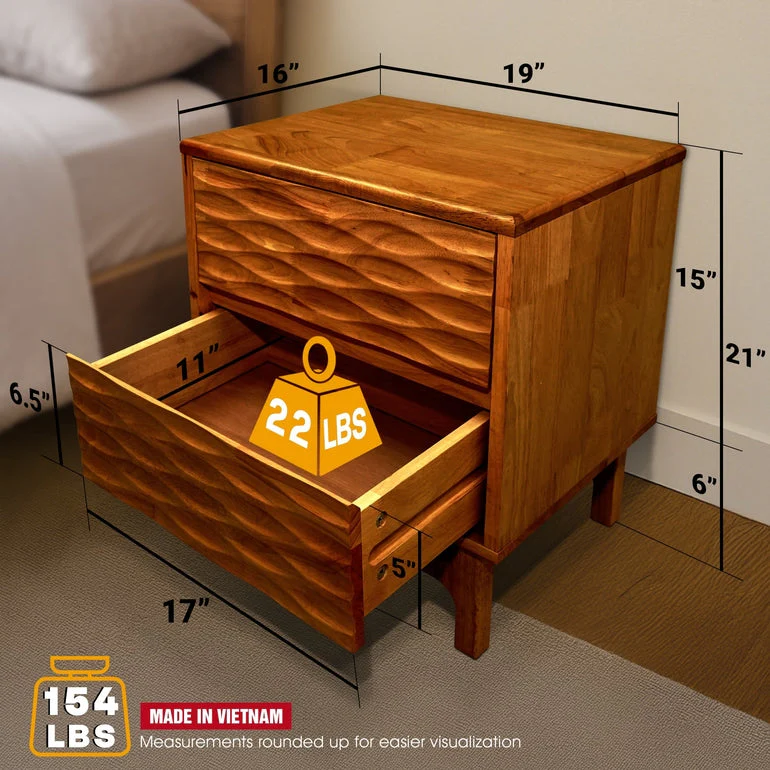 Acacia Elara Nightstand with 2 Drawers - Stylish Storage Solution - Image 12