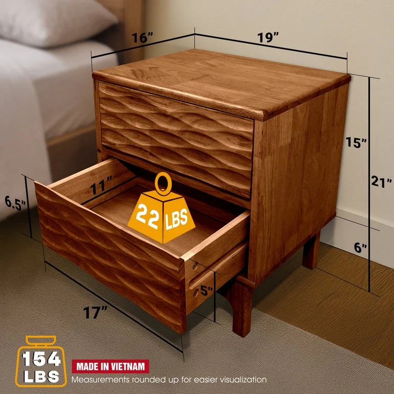 Acacia Elara Nightstand with 2 Drawers - Stylish Storage Solution - Image 21