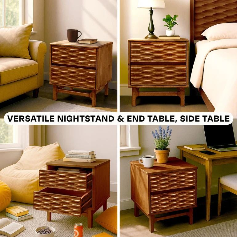 Acacia Elara Nightstand with 2 Drawers - Stylish Storage Solution - Image 26