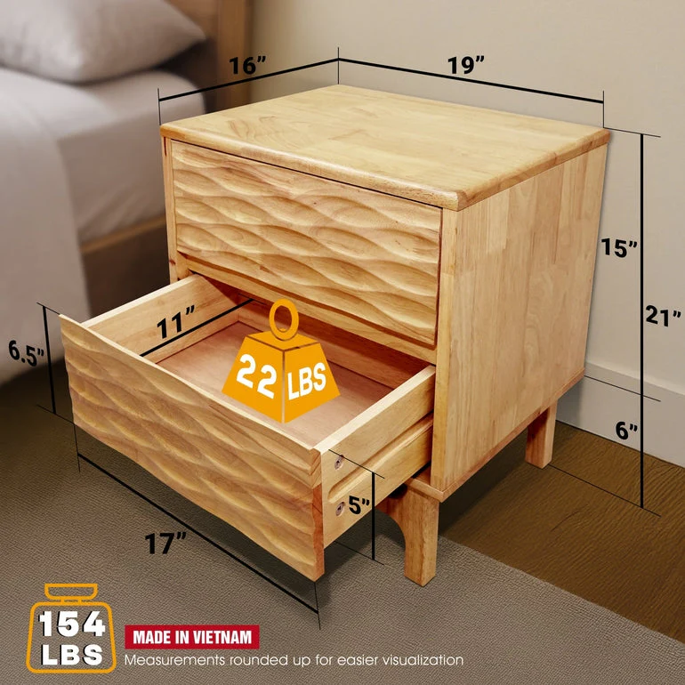 Acacia Elara Nightstand with 2 Drawers - Stylish Storage Solution - Image 3