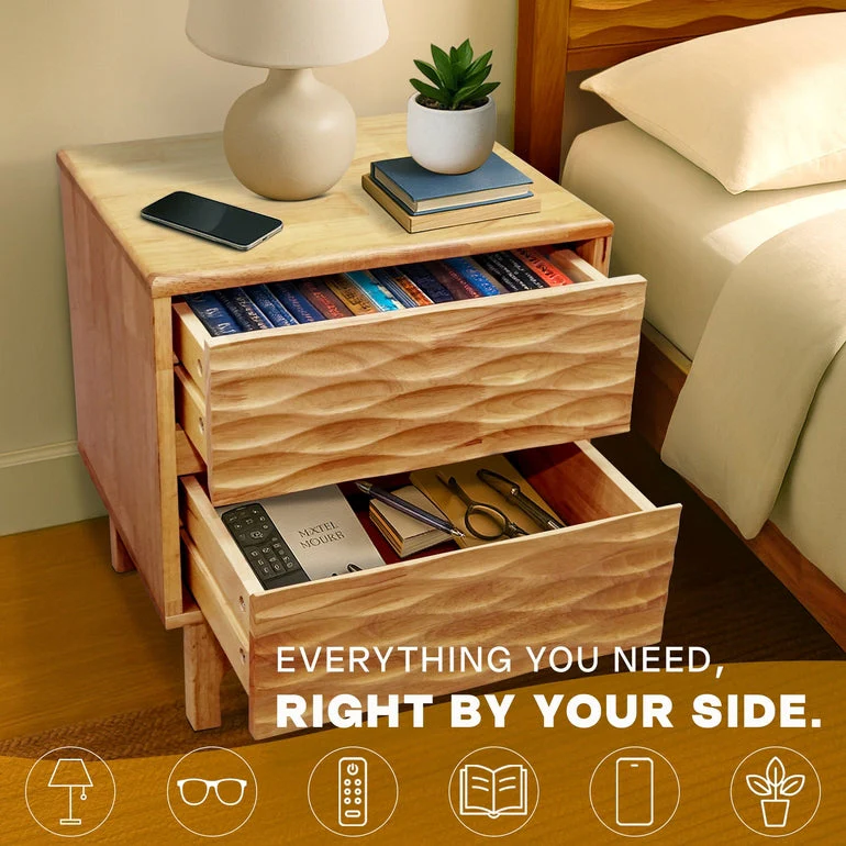 Acacia Elara Nightstand with 2 Drawers - Stylish Storage Solution - Image 5