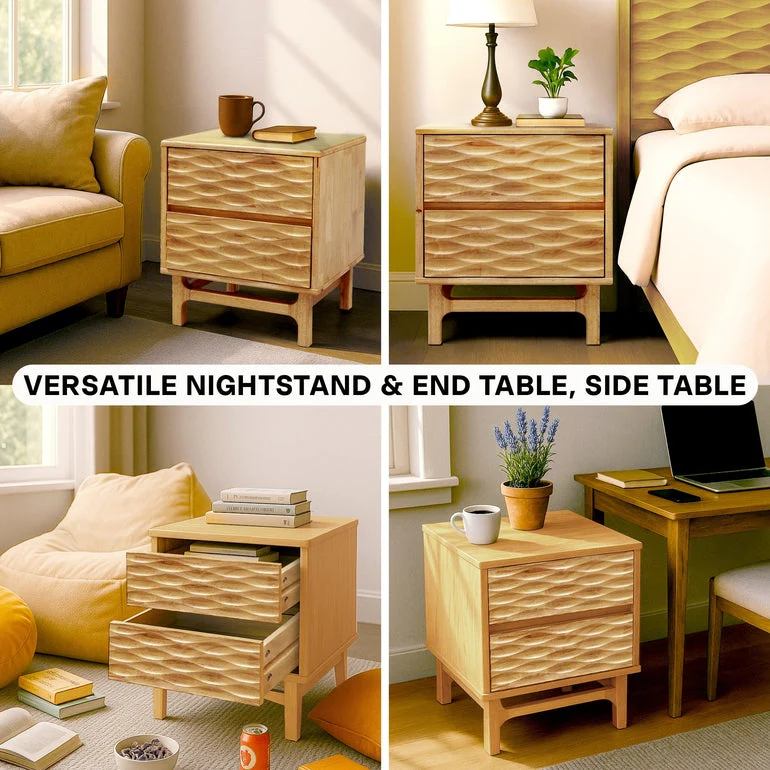 Acacia Elara Nightstand with 2 Drawers - Stylish Storage Solution - Image 9