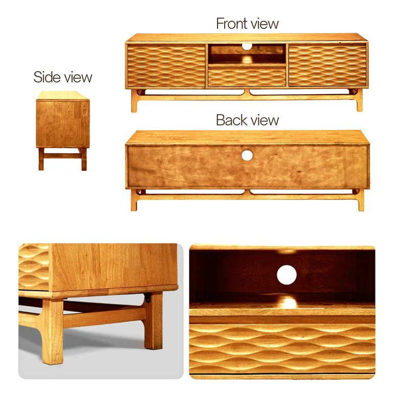 Acacia Elara Solid Wood TV Stand with Storage and Cable Management for TVs up to 80" - Image 15