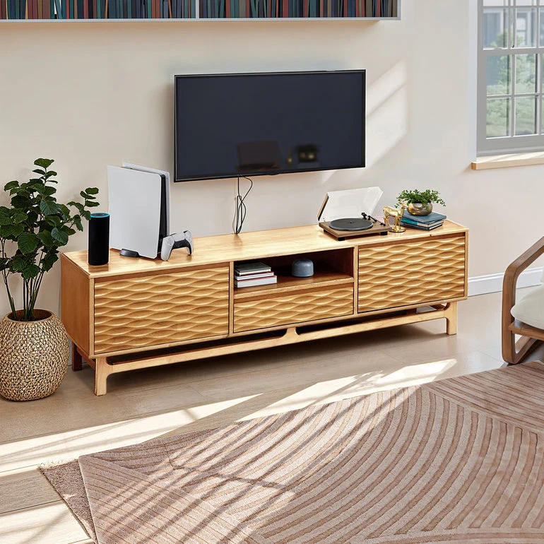 Acacia Elara Solid Wood TV Stand with Storage and Cable Management for TVs up to 80" - Image 2