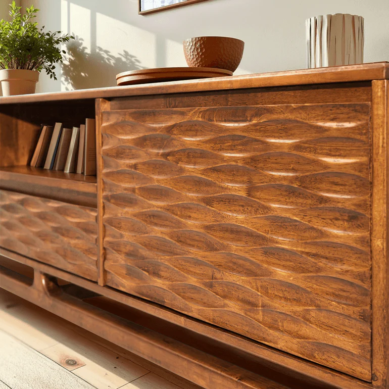 Acacia Elara Solid Wood TV Stand with Storage and Cable Management for TVs up to 80" - Image 20