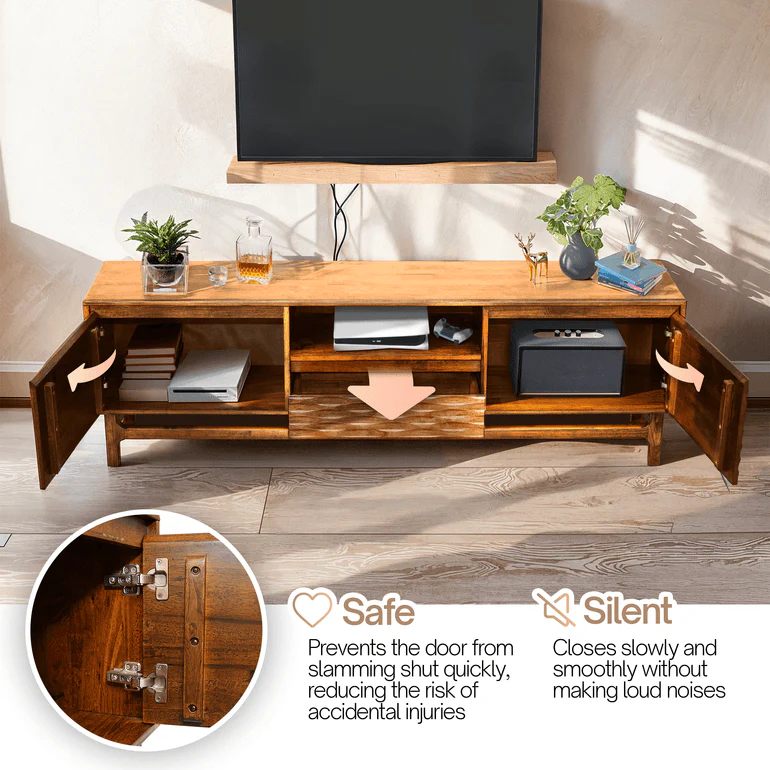 Acacia Elara Solid Wood TV Stand with Storage and Cable Management for TVs up to 80" - Image 21