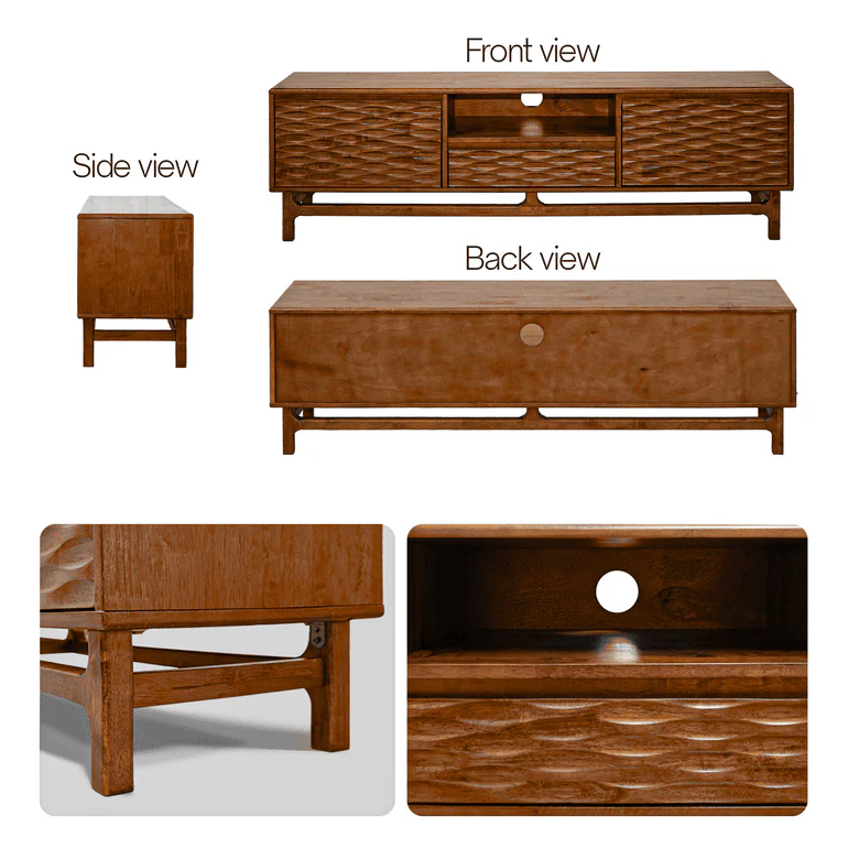 Acacia Elara Solid Wood TV Stand with Storage and Cable Management for TVs up to 80" - Image 23