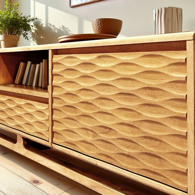 Acacia Elara Solid Wood TV Stand with Storage and Cable Management for TVs up to 80" - Image 4