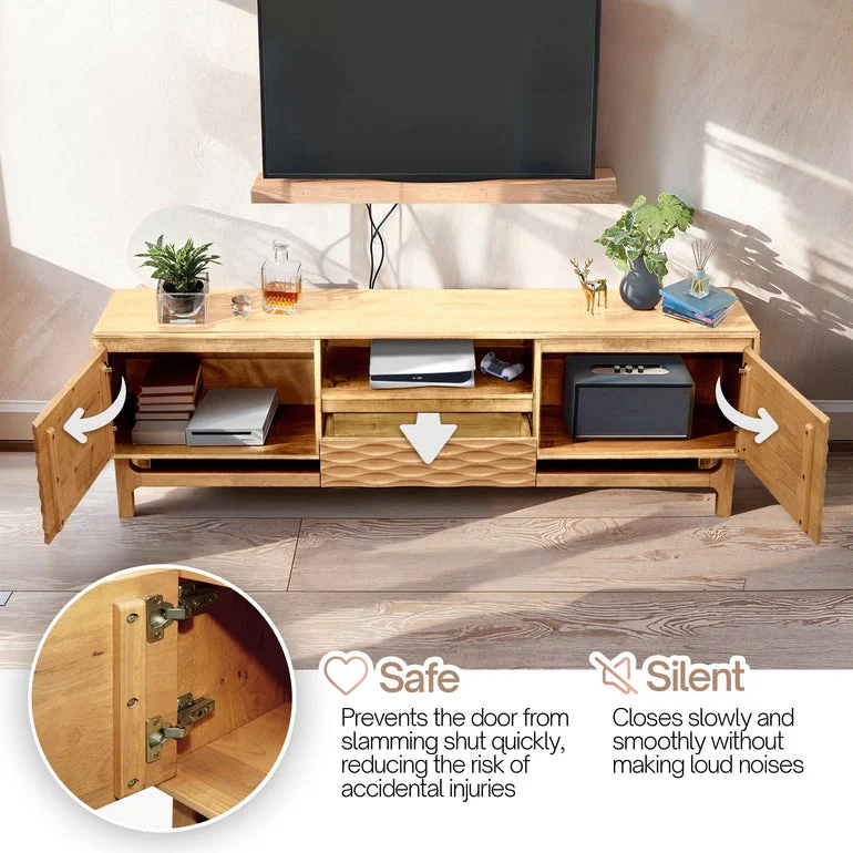 Acacia Elara Solid Wood TV Stand with Storage and Cable Management for TVs up to 80" - Image 5