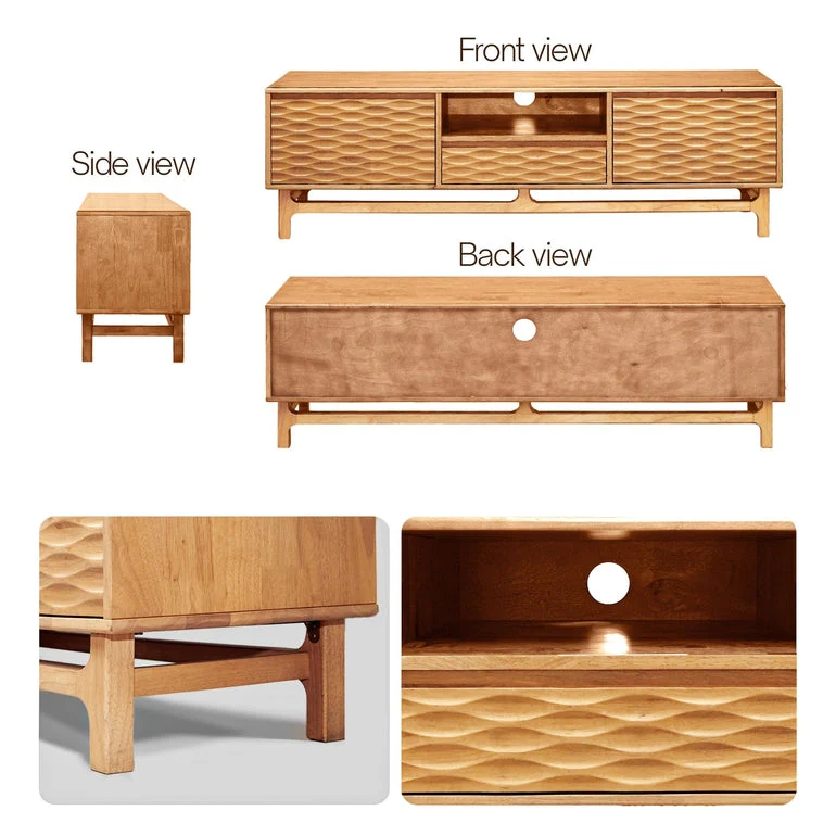 Acacia Elara Solid Wood TV Stand with Storage and Cable Management for TVs up to 80" - Image 7