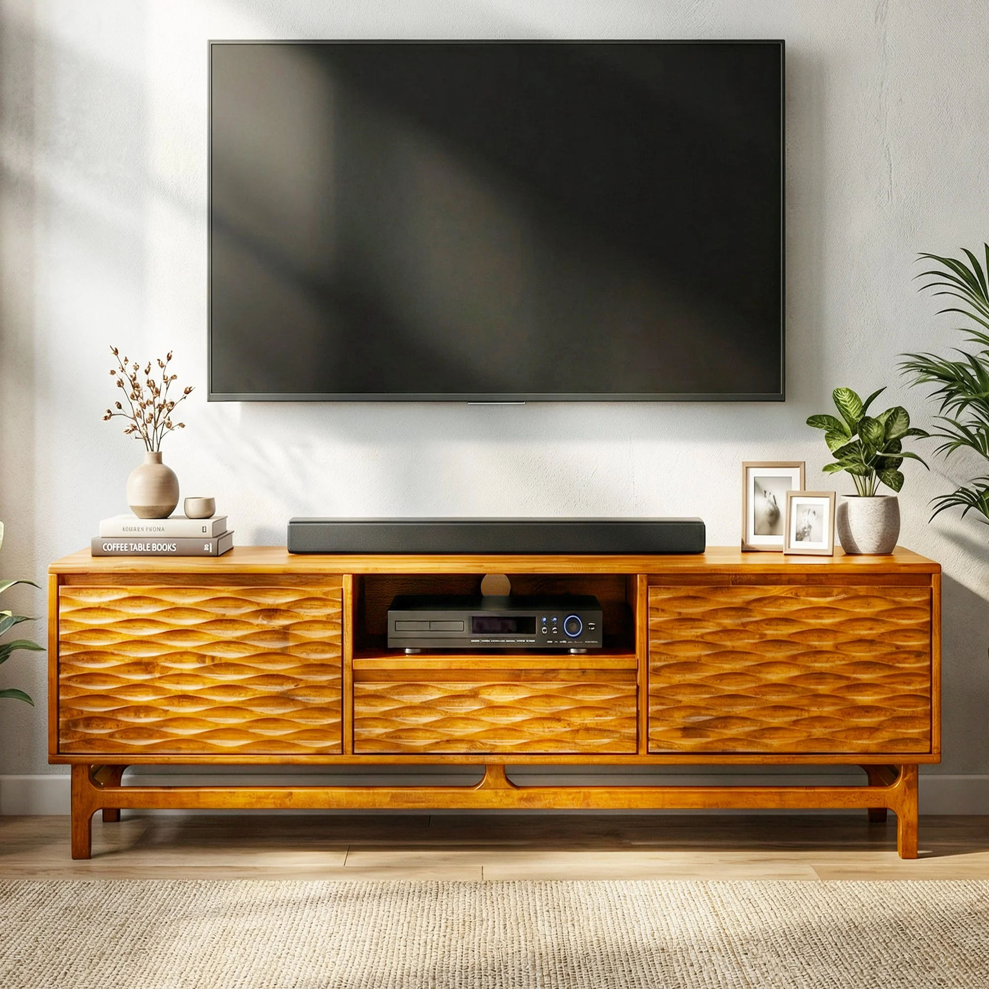Acacia Elara Solid Wood TV Stand with Storage and Cable Management for TVs up to 80" - Image 9
