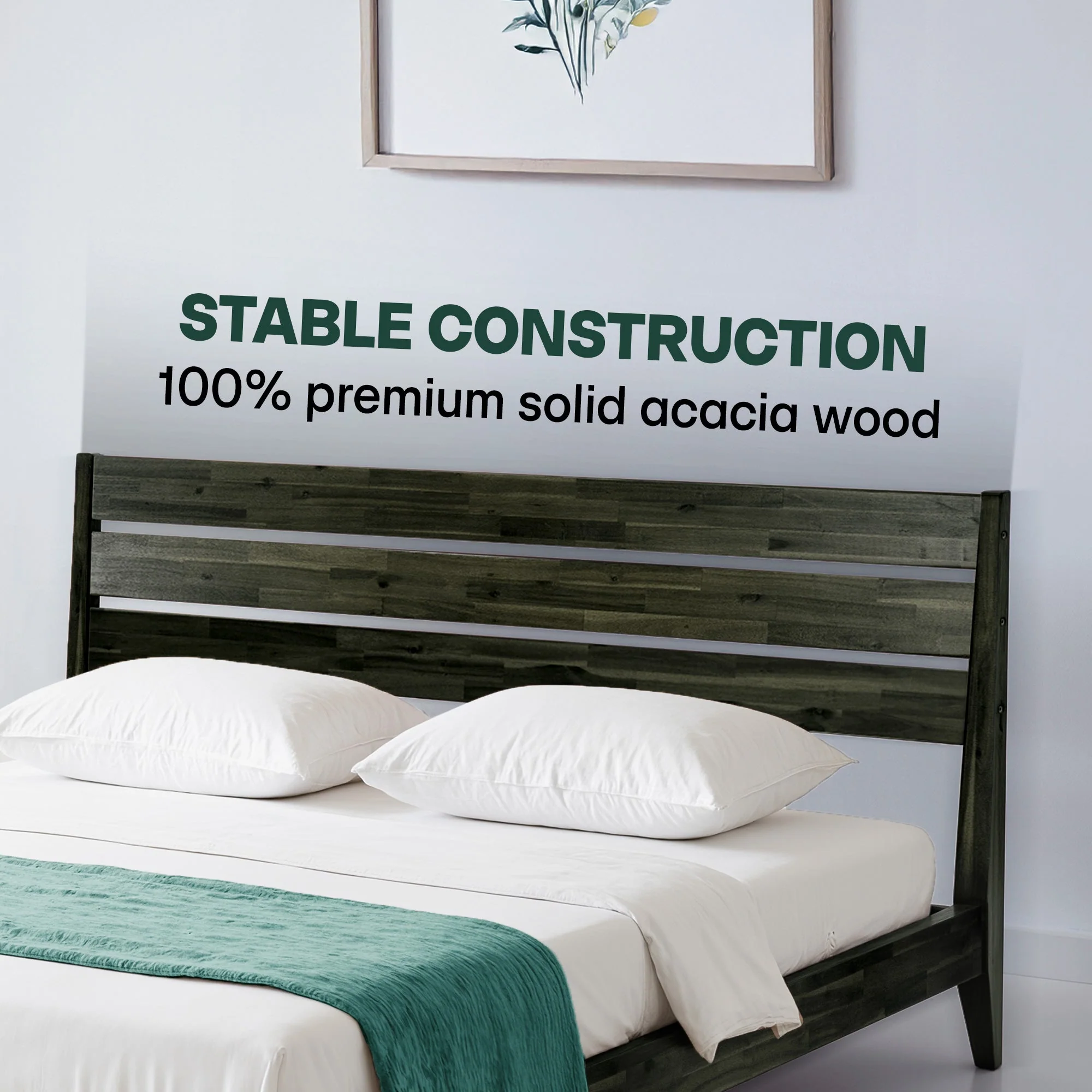Acacia Emery Solid Wood Bed Frame - Stylish and Durable Acacia Wood Design for Your Bedroom - Image 11