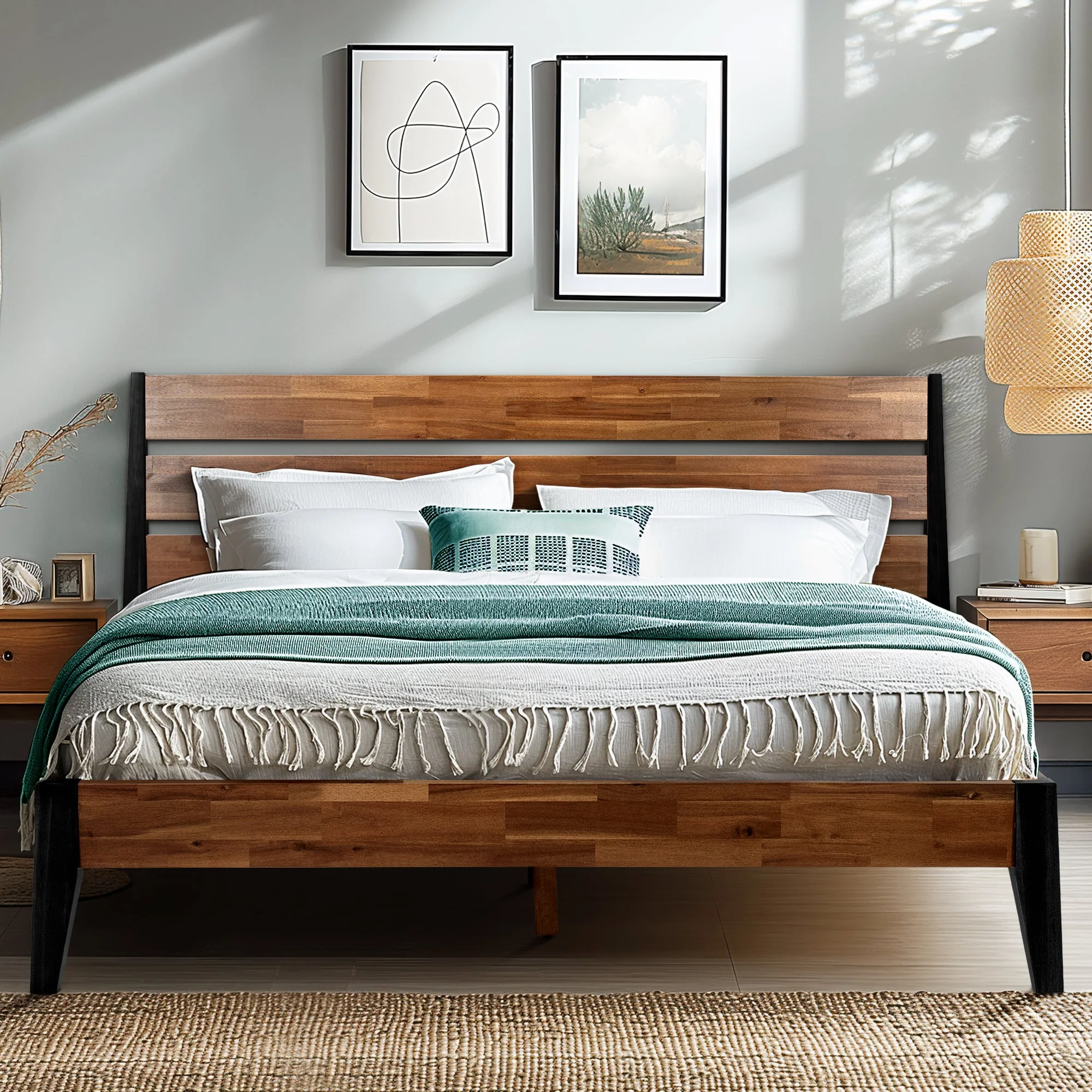 Acacia Emery Solid Wood Bed Frame - Stylish and Durable Acacia Wood Design for Your Bedroom - Image 14