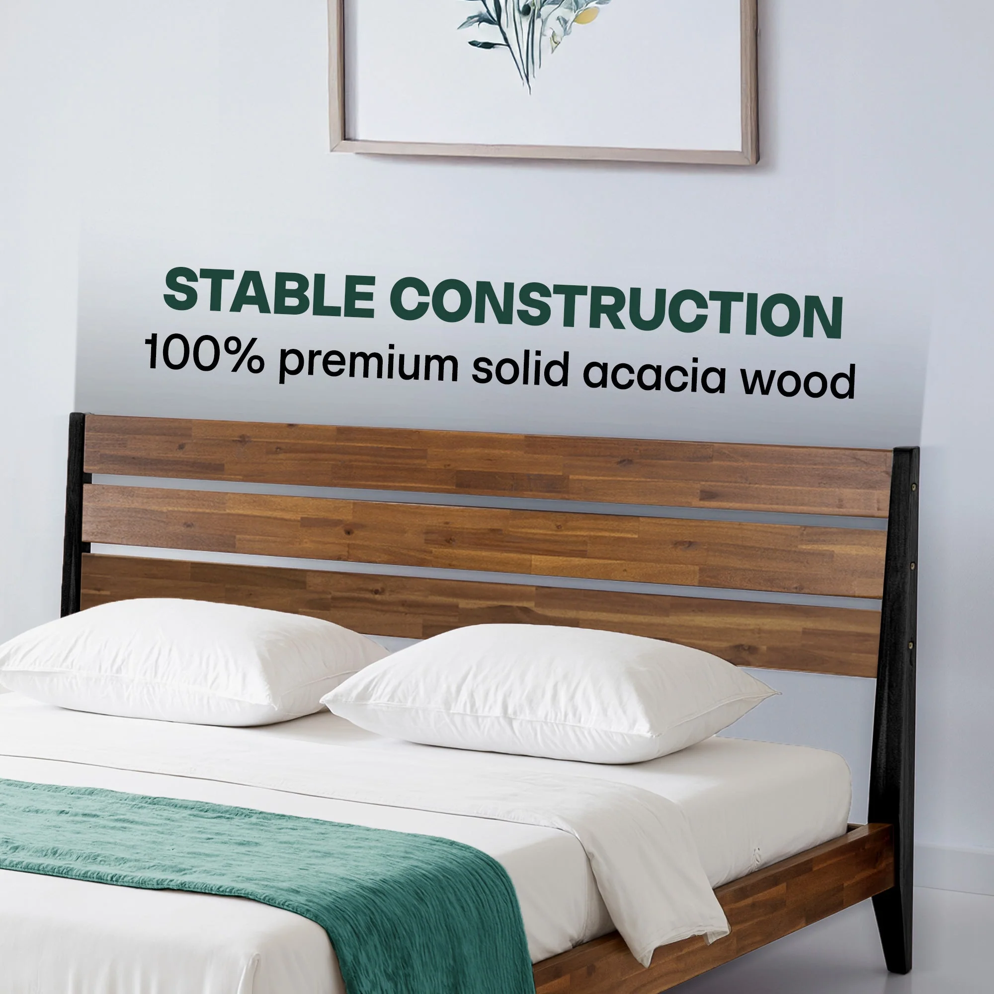 Acacia Emery Solid Wood Bed Frame - Stylish and Durable Acacia Wood Design for Your Bedroom - Image 24