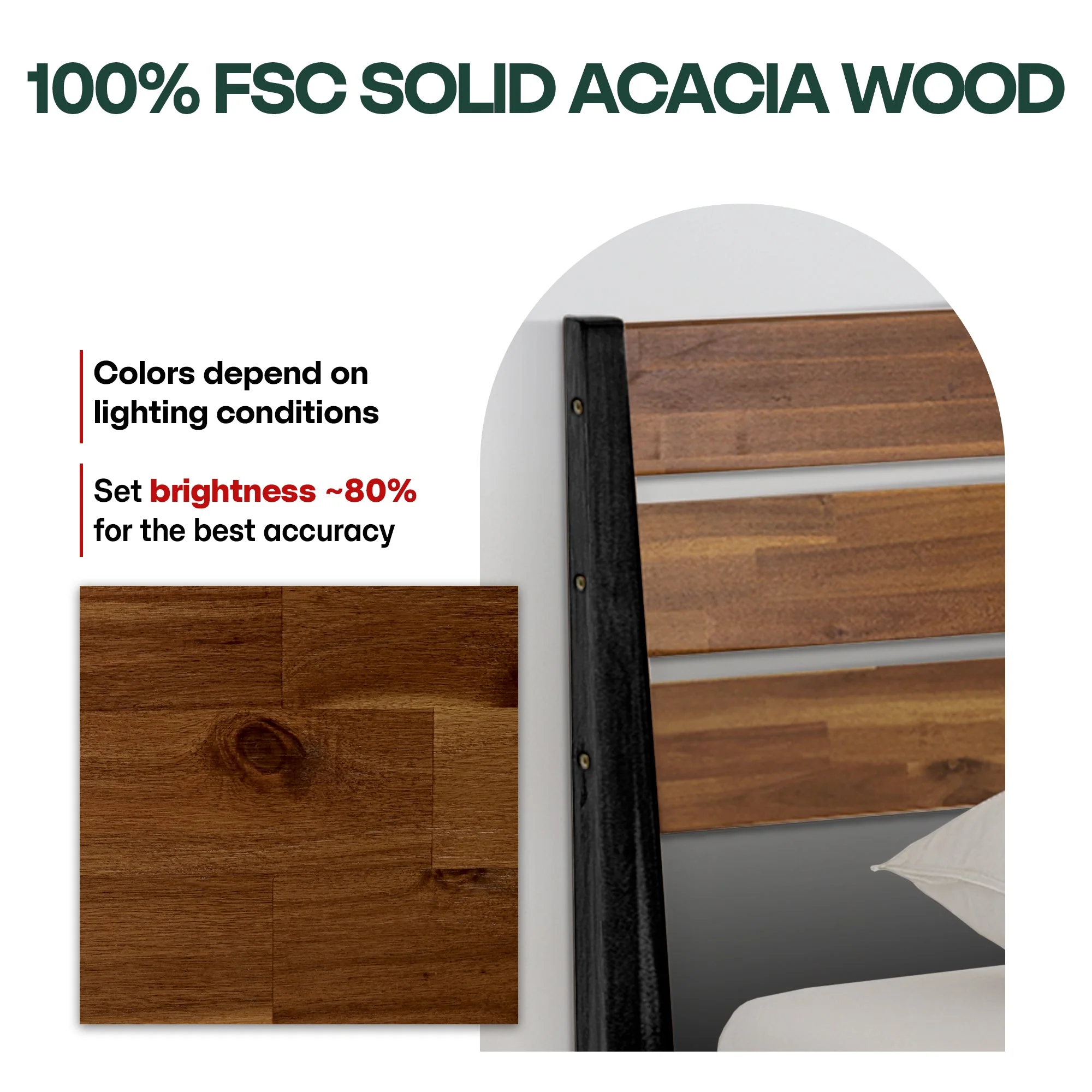 Acacia Emery Solid Wood Bed Frame - Stylish and Durable Acacia Wood Design for Your Bedroom - Image 26