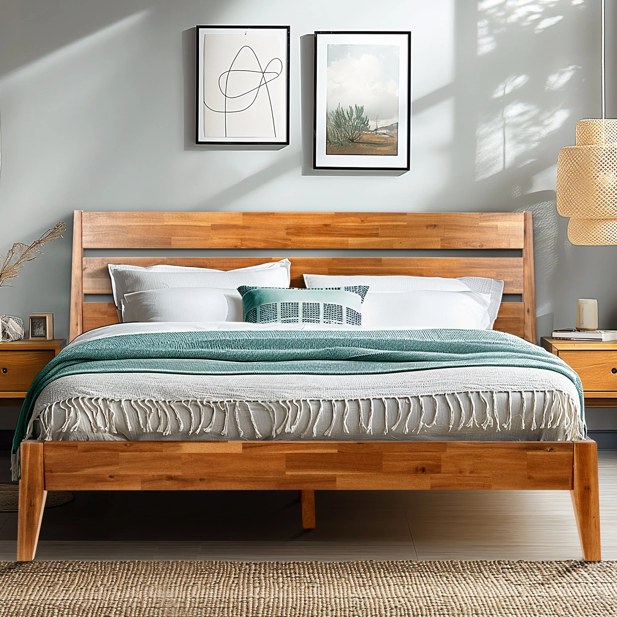 Acacia Emery Solid Wood Bed Frame - Stylish and Durable Acacia Wood Design for Your Bedroom - Image 27