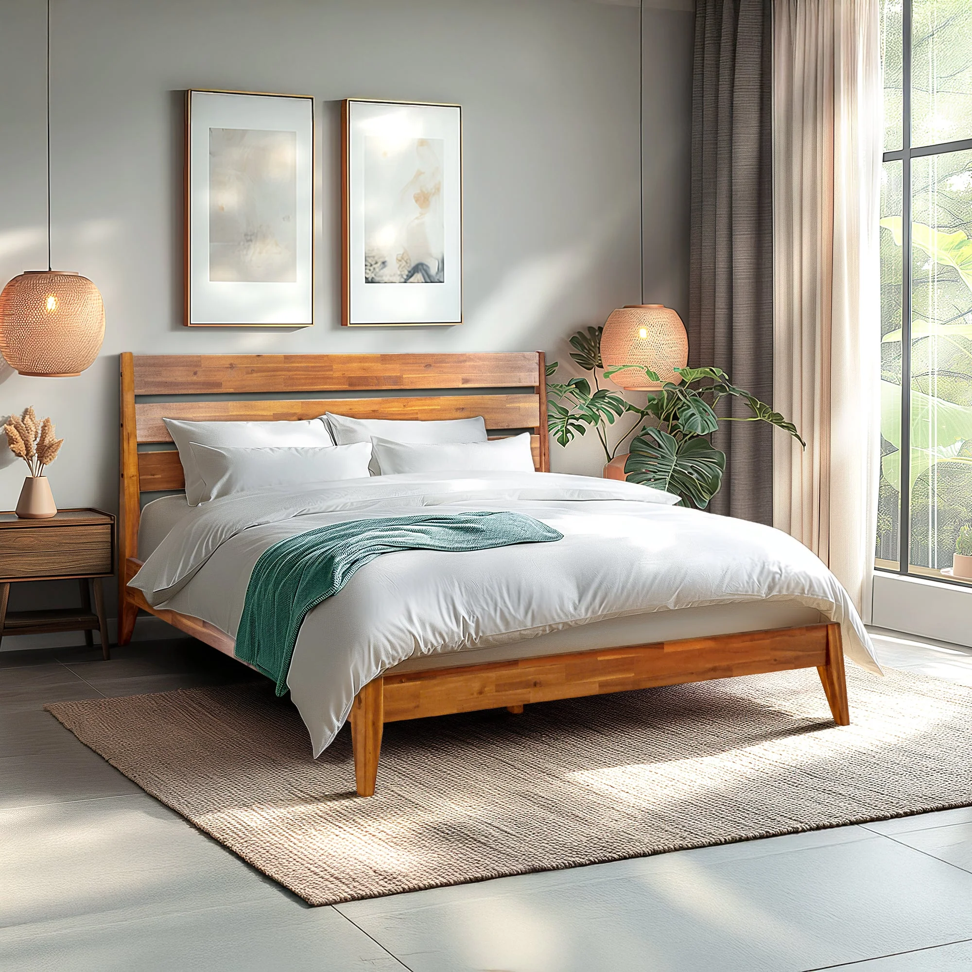 Acacia Emery Solid Wood Bed Frame - Stylish and Durable Acacia Wood Design for Your Bedroom - Image 28