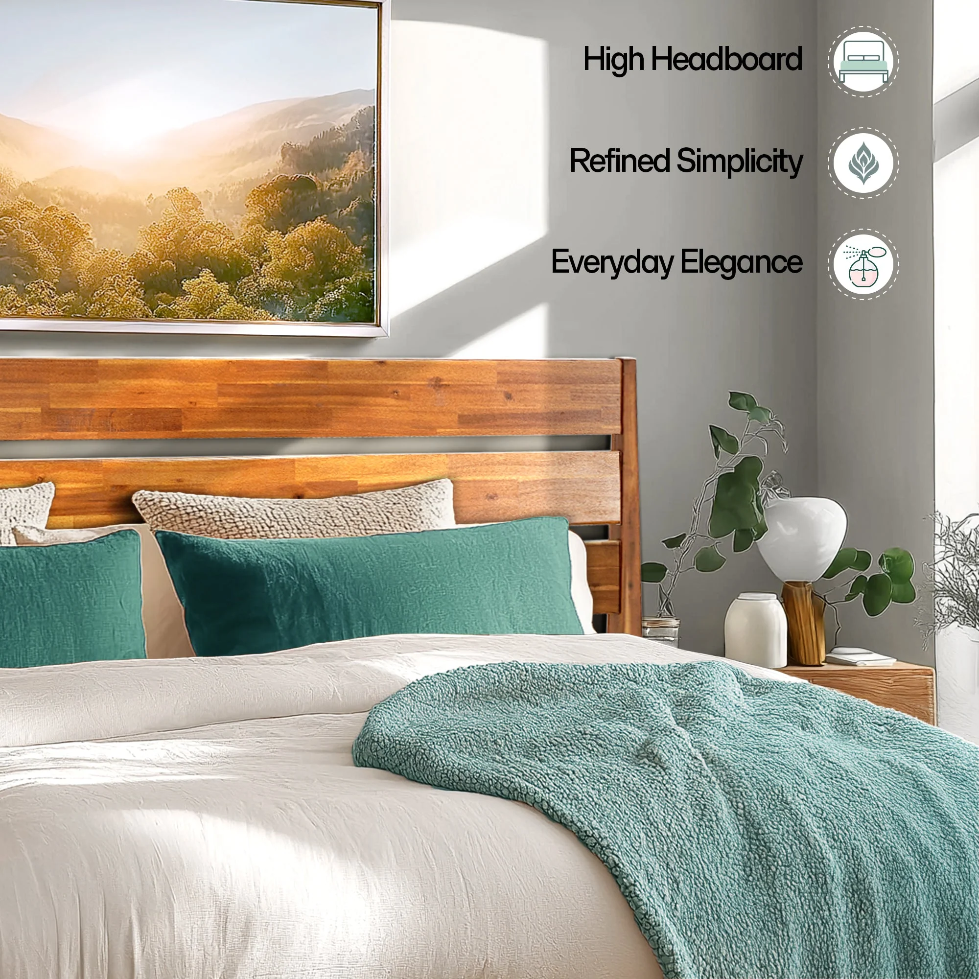Acacia Emery Solid Wood Bed Frame - Stylish and Durable Acacia Wood Design for Your Bedroom - Image 31