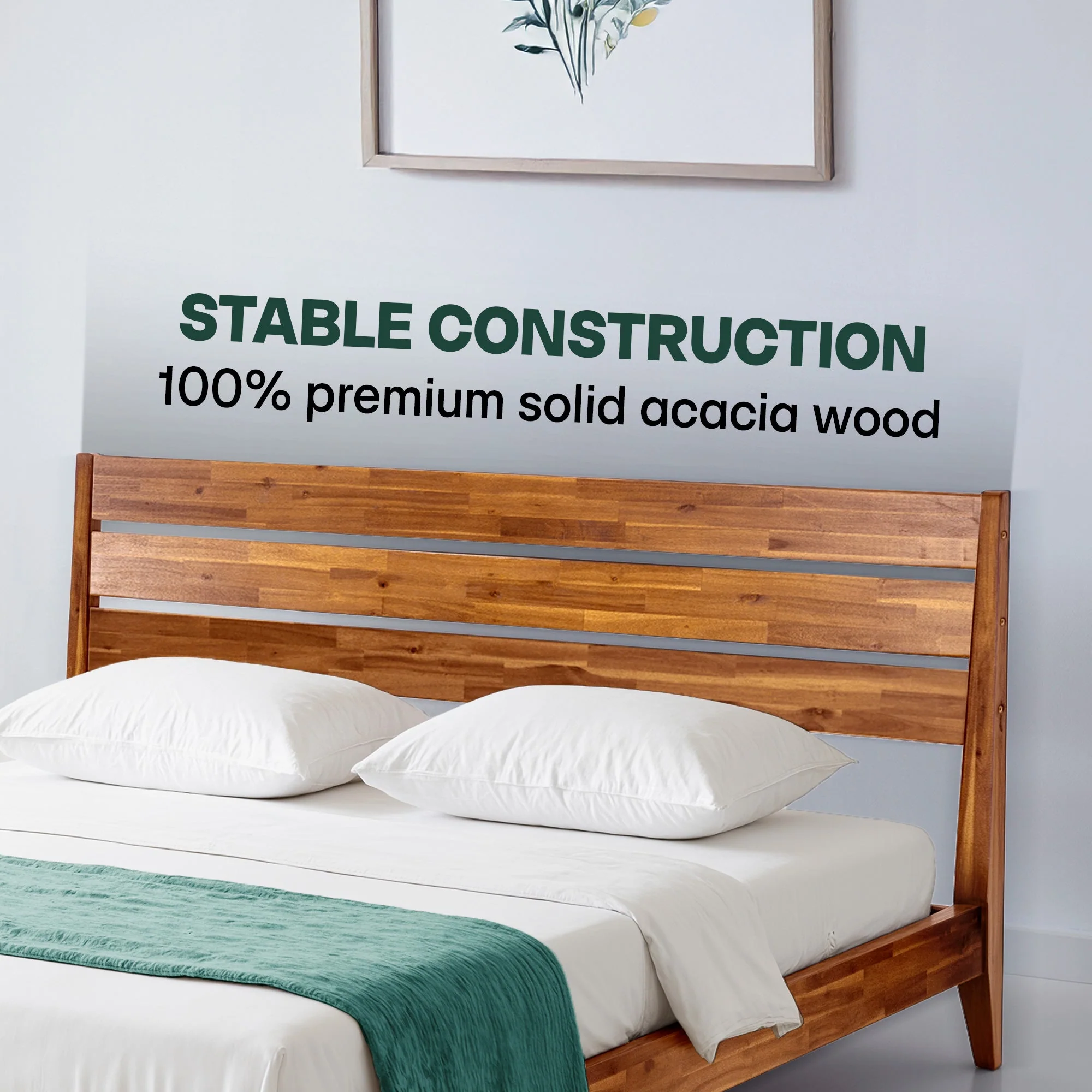 Acacia Emery Solid Wood Bed Frame - Stylish and Durable Acacia Wood Design for Your Bedroom - Image 37