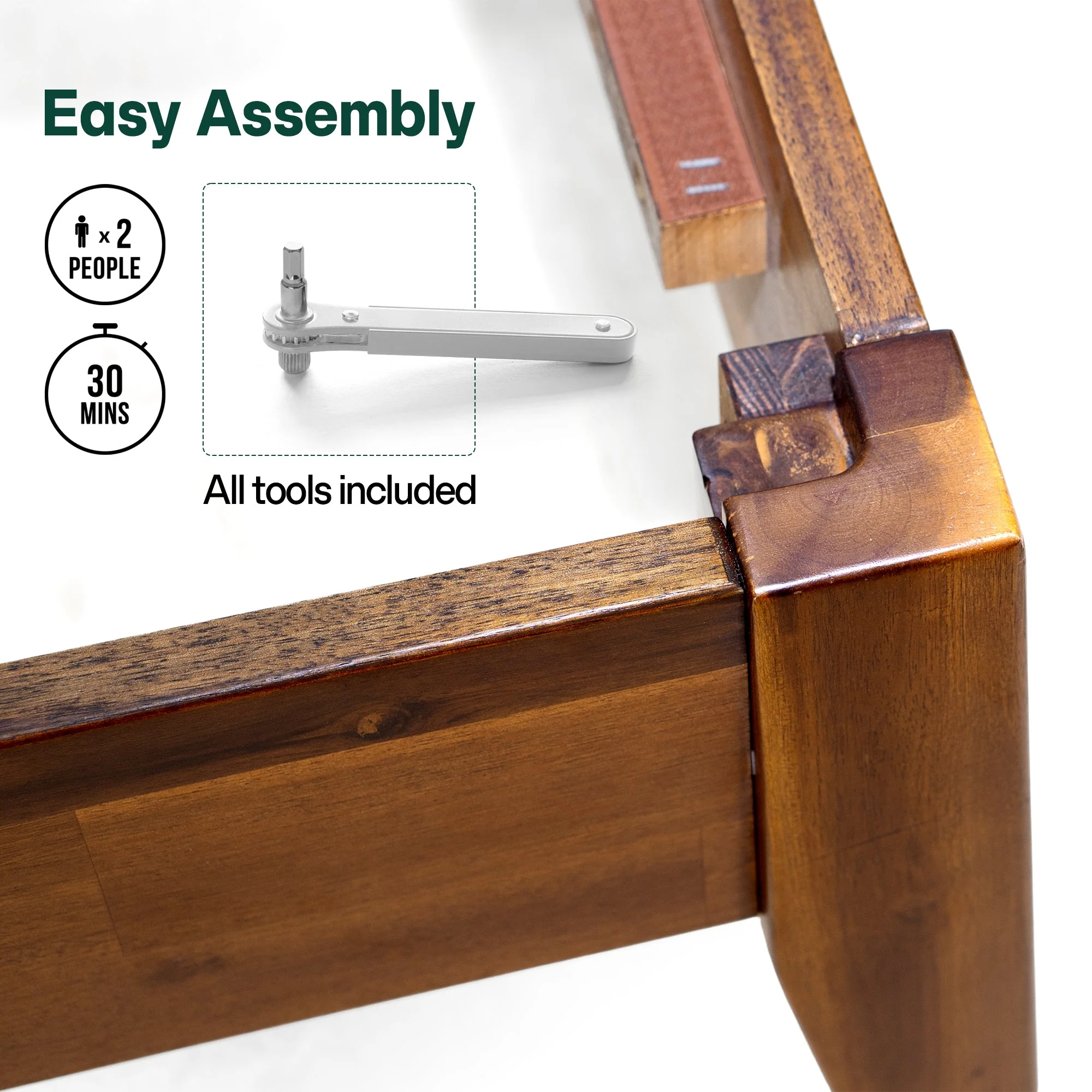 Acacia Emery Solid Wood Bed Frame - Stylish and Durable Acacia Wood Design for Your Bedroom - Image 38