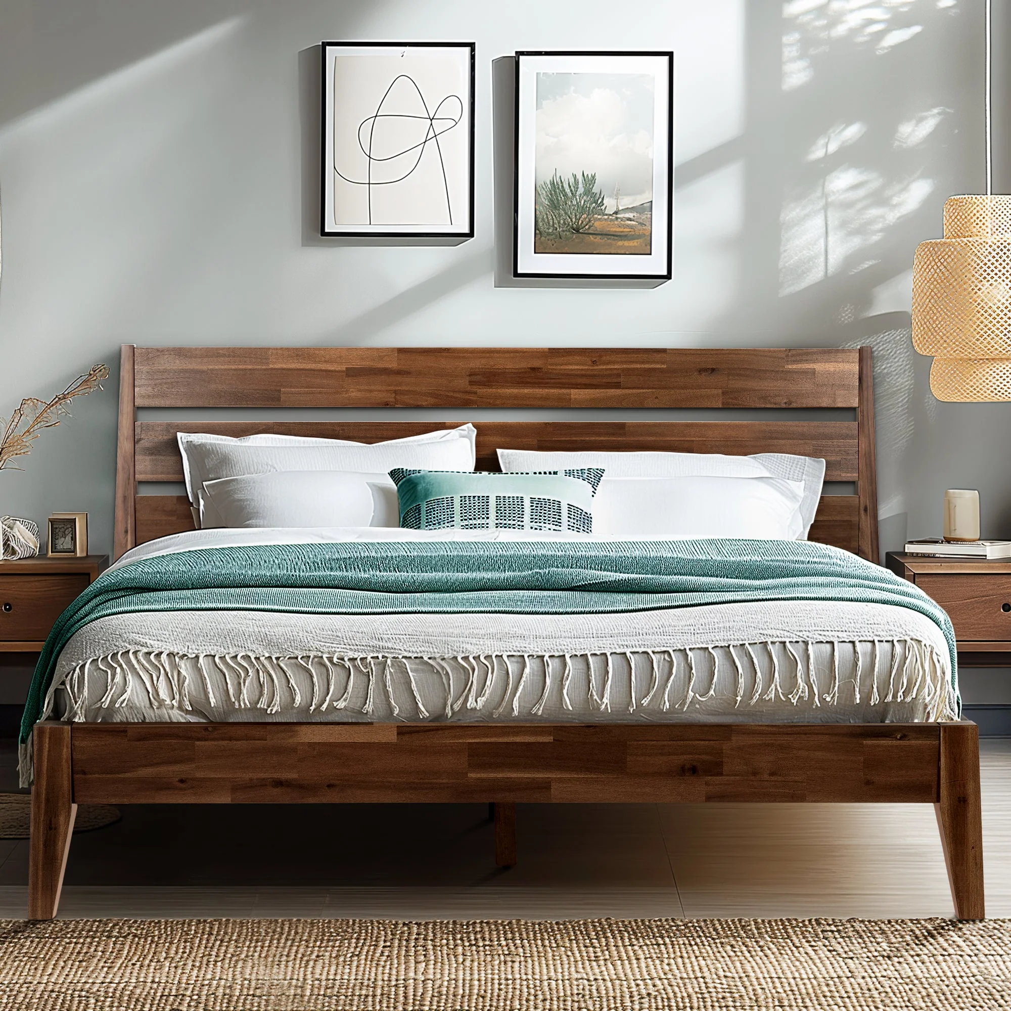 Acacia Emery Solid Wood Bed Frame - Stylish and Durable Acacia Wood Design for Your Bedroom - Image 40